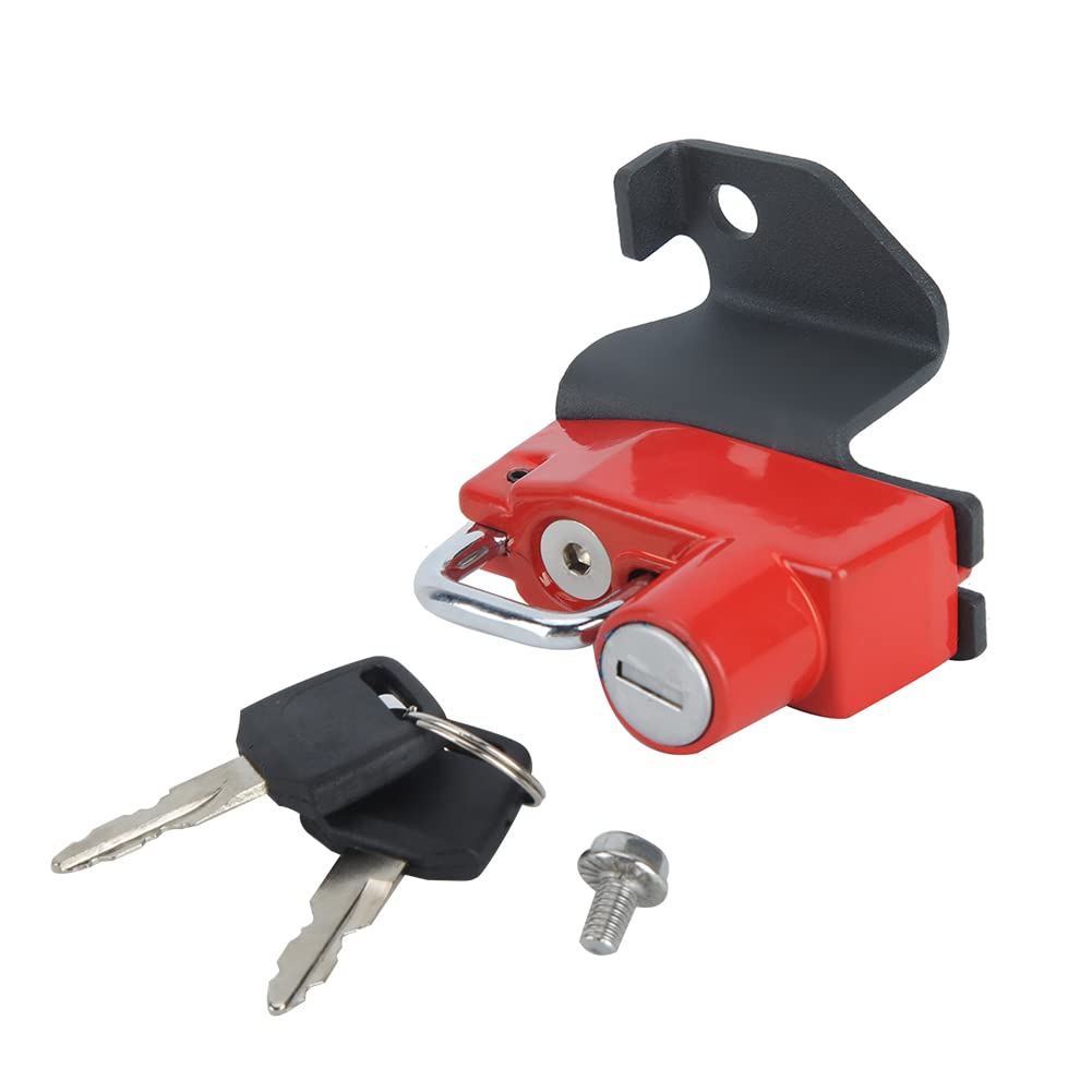 Aluminum Alloy Motorcycle Helmet Lock - Anti-Theft Left Side Helmet Lock for Kawasaki Vulcan S ABS 2015 (Red) - Secure Your Helmet at Parking, Riding Stops & Outdoor Adventures