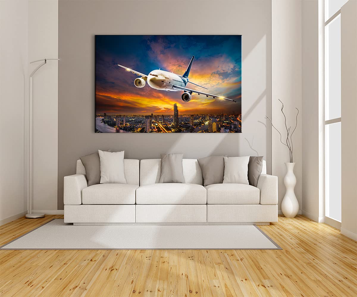 Aviation Wall Art Canvas - Airplane Painting for Living Room Decor