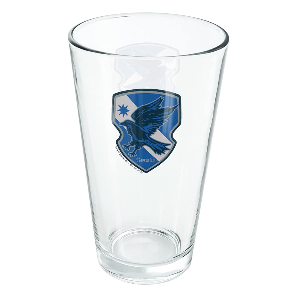 Harry Potter Ravenclaw Plaid Sigil 16 oz Pint Glass - Tempered Licensed Drinking Mug for Beer, Soda & Water - Perfect Gift for Fans - Great for Parties, Game Nights & Home Decor