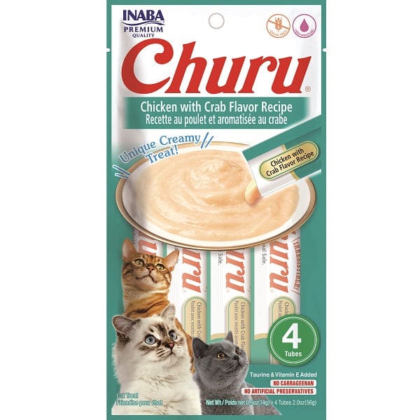 Inaba Churu Chicken with Crab Recipe Creamy Purée Cat Treat - Grain-Free, Irresistible Flavor for Cats - Perfect for Training, Bonding & Snack Time