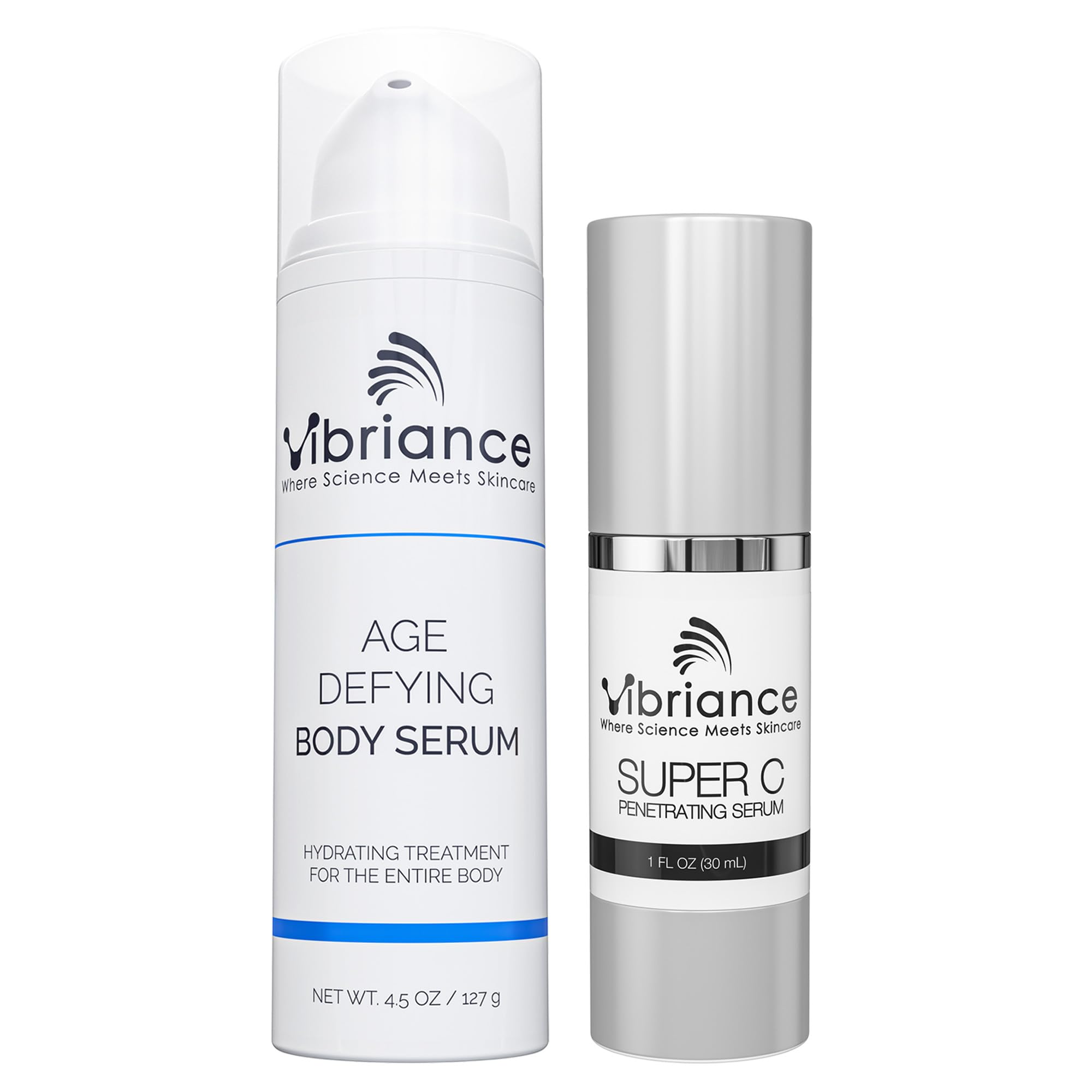 Vibriance Total Body Renewal Bundle - Super C Serum & Age Defying Body Serum for Face & Body | Hydrating, Firming, Lifting Treatment for Wrinkles & Crepey Skin | Anti-Aging Skincare Set for Radiant Complexion | Perfect for Daily Skincare Routine & Nighttime Rejuvenation