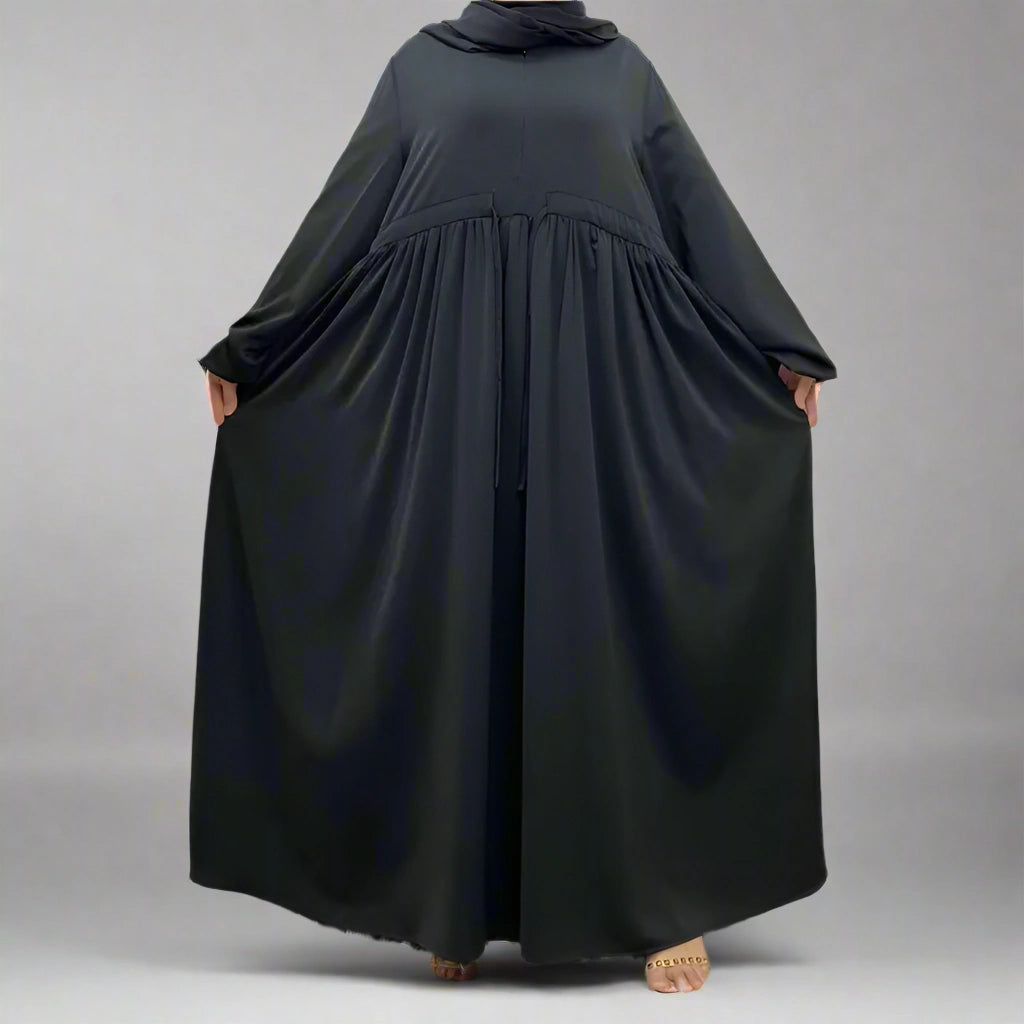 Elegant Solid Color Loose Abaya Dress for Muslim Women - Modest Islamic Clothing for Prayer, Mosque & Daily Wear
