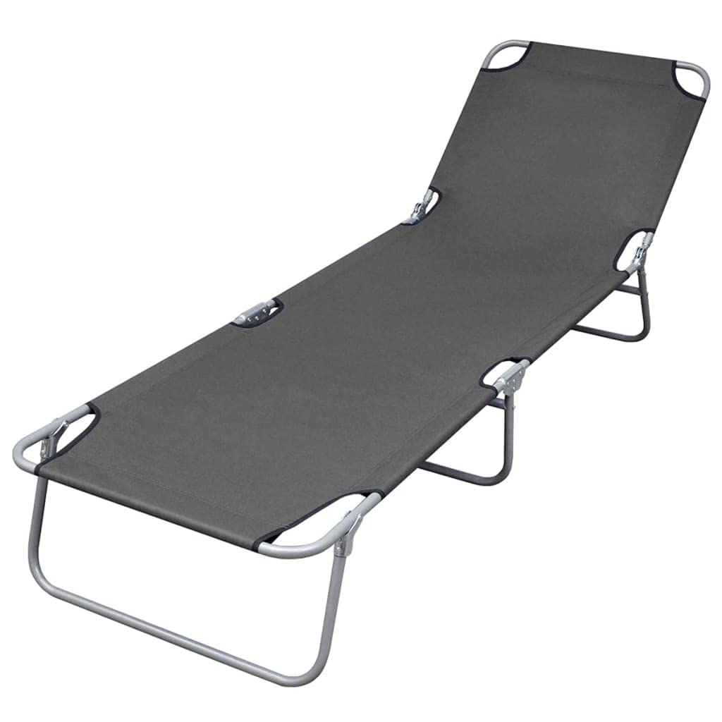 Foldable Sun Lounger with Adjustable Backrest - Portable Outdoor Recliner for Beach, Poolside, Patio & Backyard Relaxation - Lightweight Gray Lounge Chair