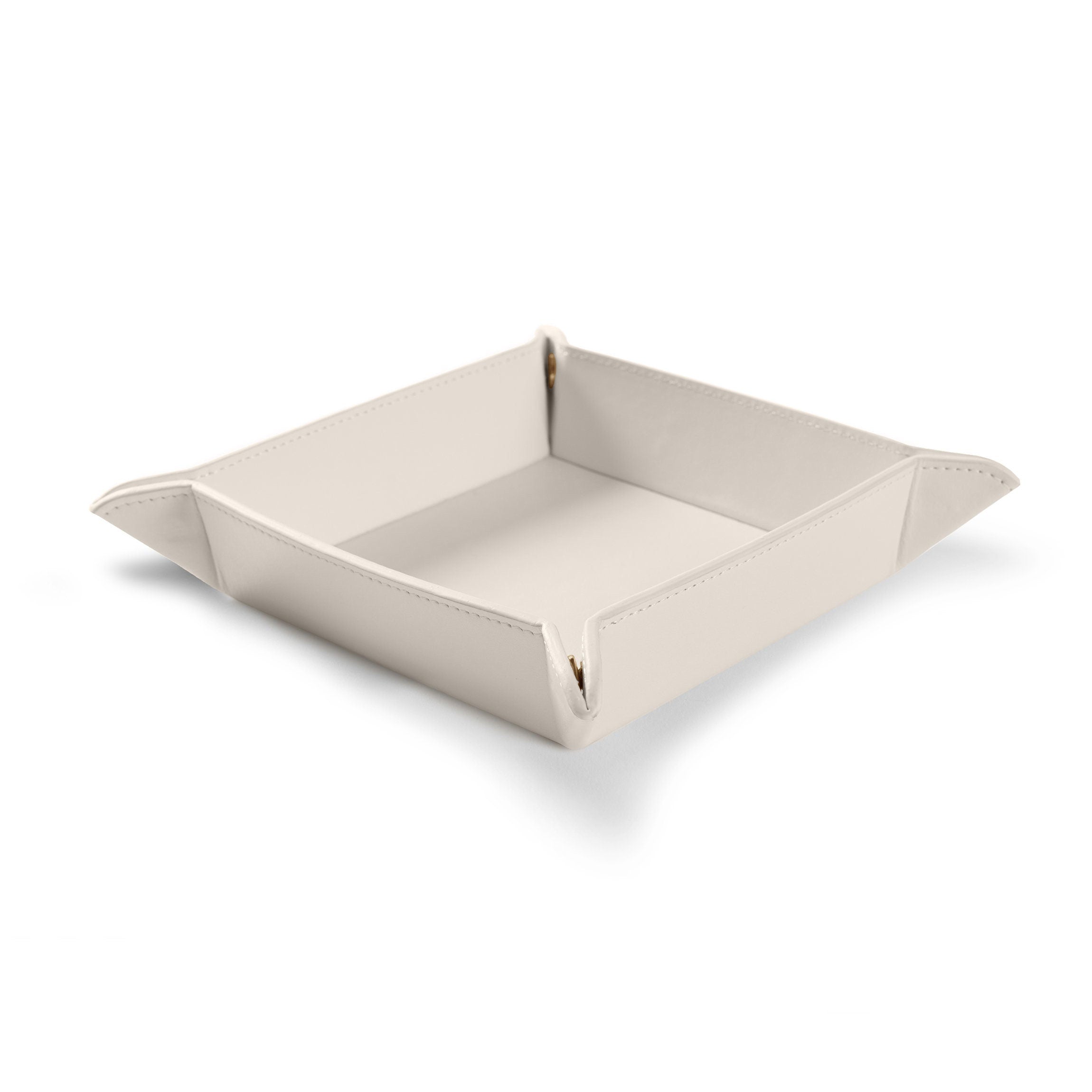 Elegant Square Valet Tray in Ivory - Premium Organizer for Keys, Jewelry & Essentials | Perfect for Entryway, Bedroom & Office Decor