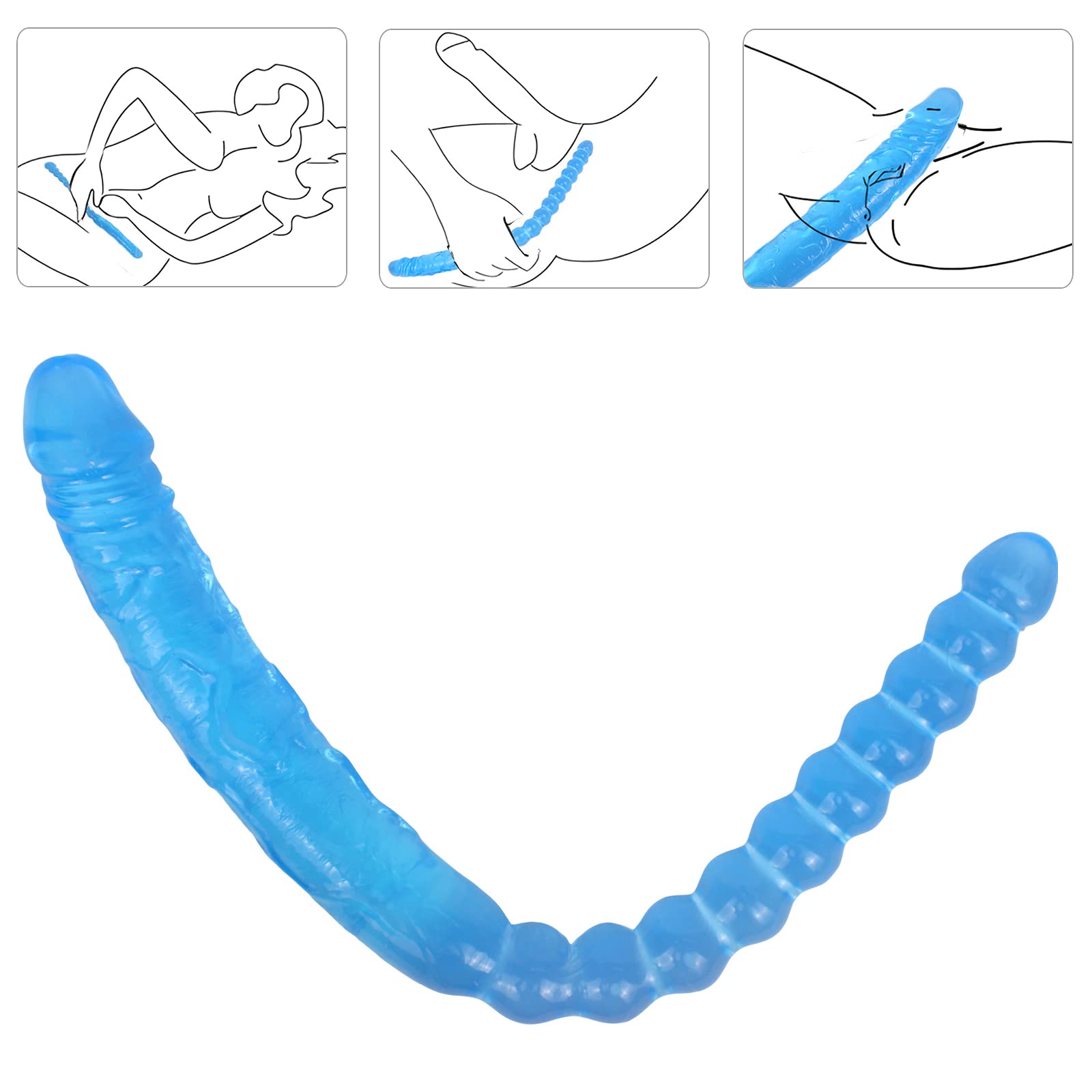 17.7 Inch Double Ended Dildo - Realistic Flexible Penis & Beads Adult Sex Toy for Couples & Lesbian Play - Perfect for Roleplay & Solo Use