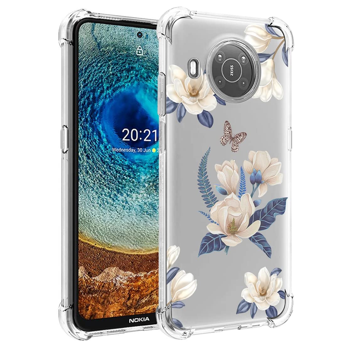 Cute Clear Slim Shockproof TPU Rubber Phone Case for Nokia X10/X20 (TA-1332/TA-1341) - Floral Pattern Protective Cover for Girls | Perfect for Everyday Use, School & Travel