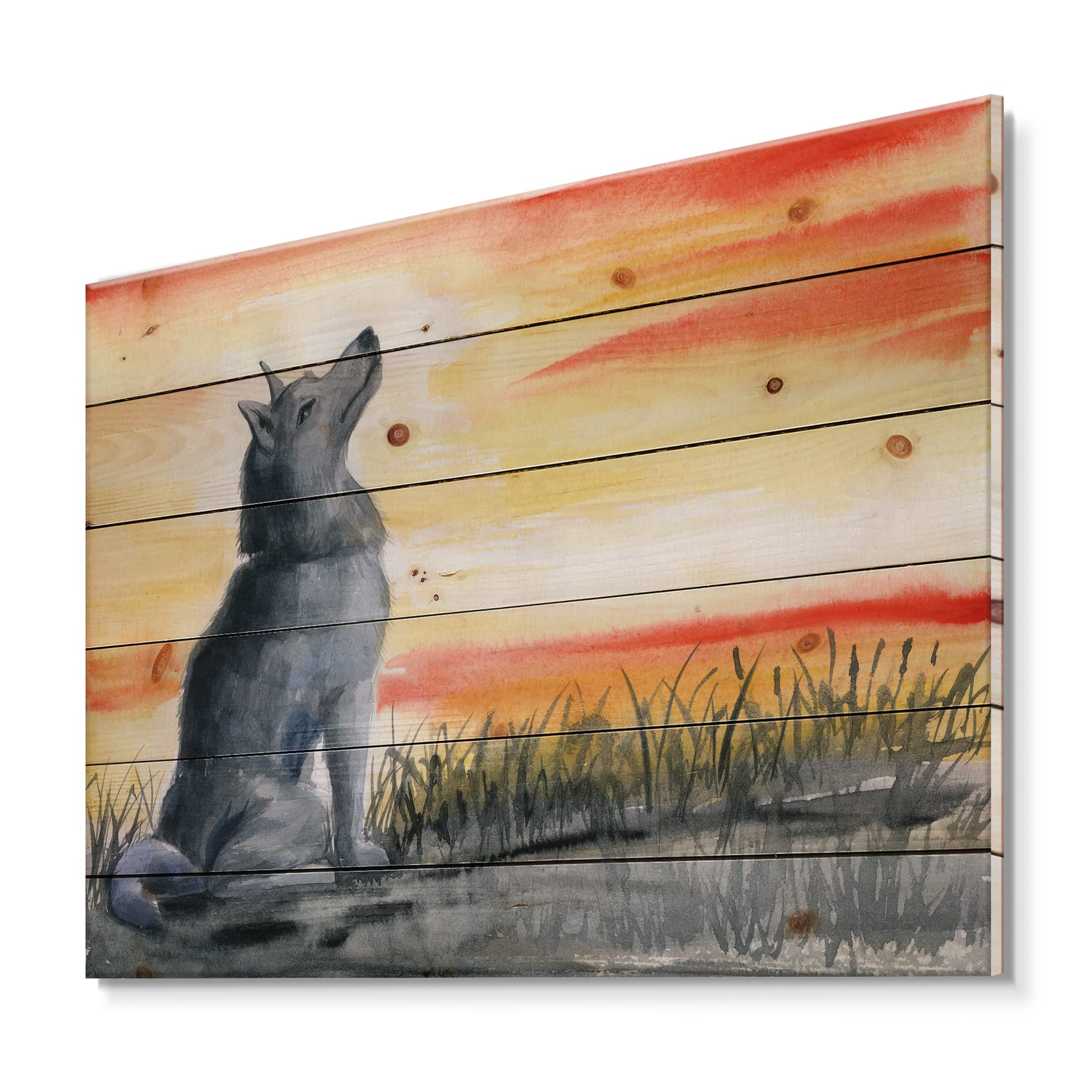 Grey Wolf Howling at Moon Wood Wall Art - Handmade Pine Wood Decor with Nature Inspired Animal Print - Perfect for Cabin, Living Room, or Office Wall Decor