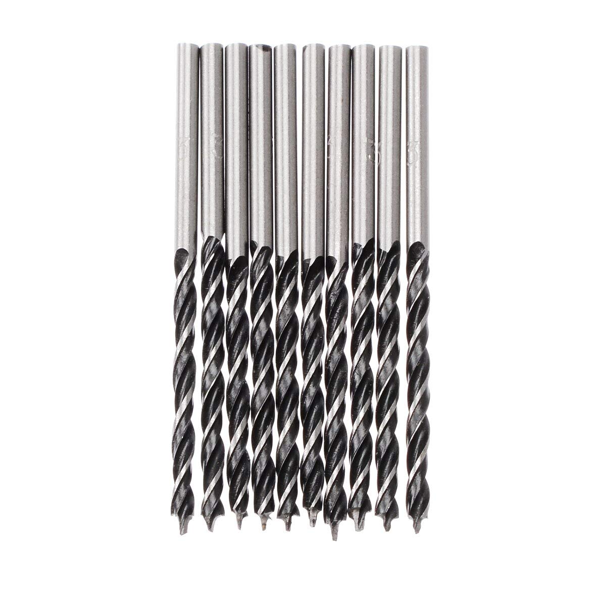 10pcs 3mm High Strength Twist Drill Bits with Center Point - Wood Spiral Drill Bits for Woodworking, DIY Projects & Home Improvement (Perfect for Drilling Holes in Wood, Plastic & Soft Metals)