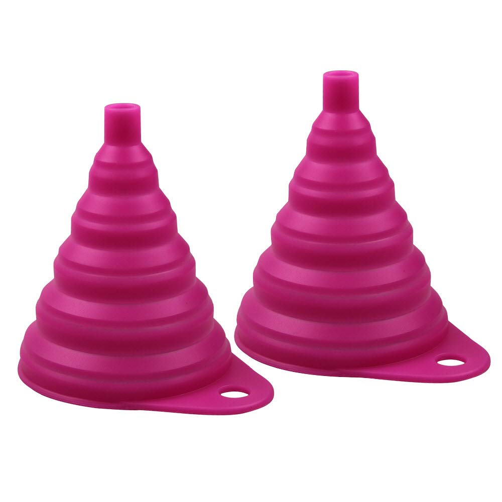 Foldable Silicone Funnel for Kitchen - BPA Free, Heat Resistant, Dishwasher Safe Collapsible Funnel (Pink) - Perfect for Baking, Cooking, Oil Transfer & Liquid Pouring