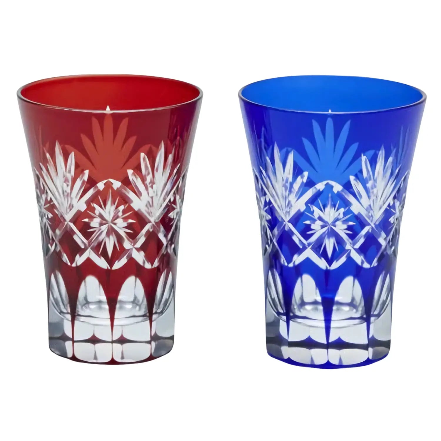 Kimoto Glass Tokyo Edo Kiriko Pair Tumbler Hoshikenbishi - Handcrafted Japanese Cut Glass Cups for Whiskey, Cocktails & Tea - Elegant Barware & Home Decor Gift Set