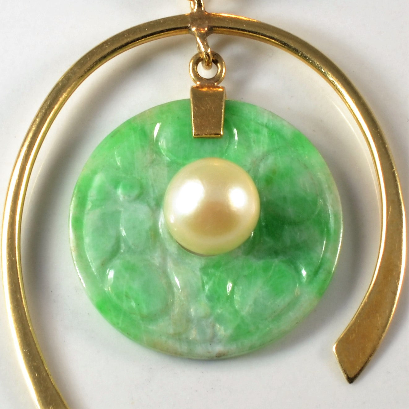 14K Gold Jade and Pearl Drop Earrings for Women – Elegant Dangle Jewelry for Weddings, Parties & Special Occasions