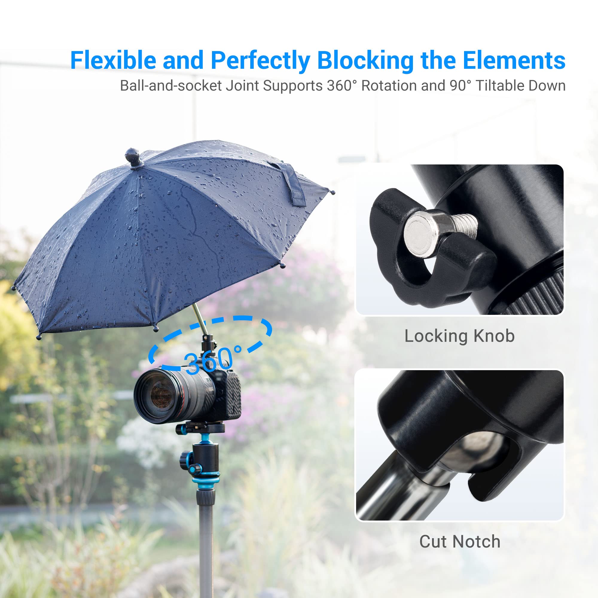 Waterproof DSLR Mirrorless Camera Rain Cover & Hot Shoe Umbrella - Clear Protective Sleeve for Outdoor Photography in Rainy Weather
