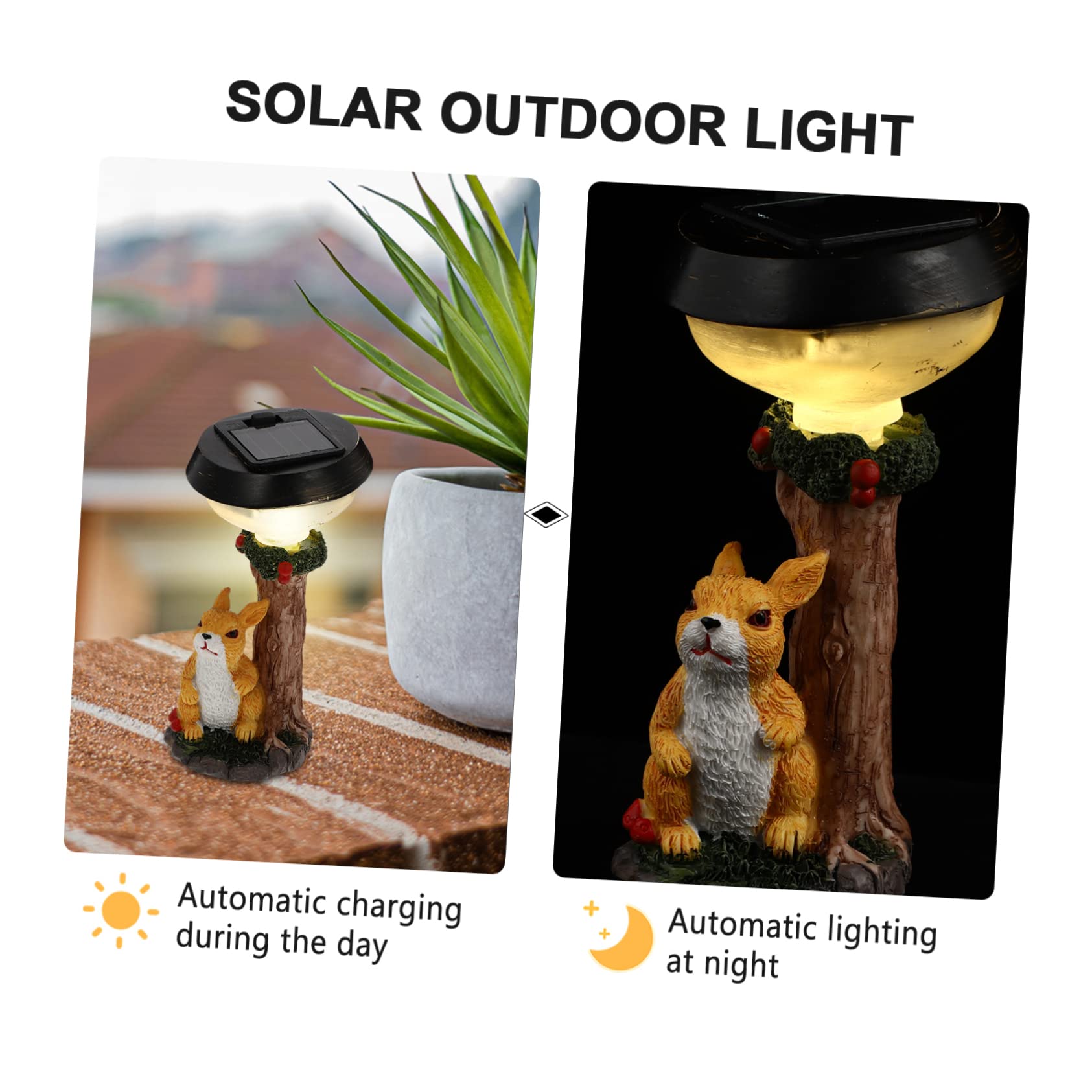 Solar Powered LED Garden Bunny Light - Resin Animal Statue Ornament with Solar LED Lights for Outdoor Spring Decor, Patio, Lawn & Yard Decoration