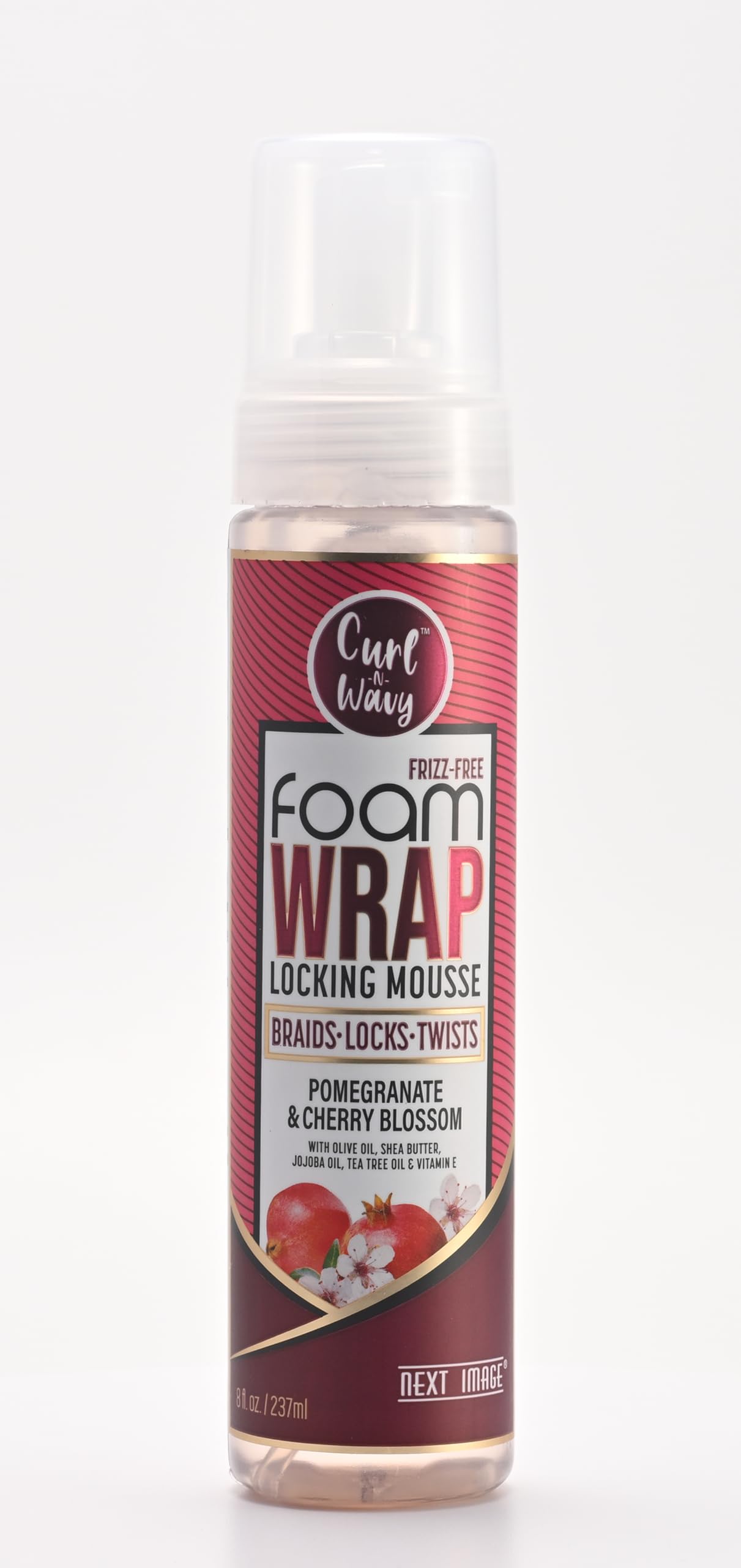 NEXT IMAGE Foam Wrap Locking Mousse - Pomegranate & Cherry Blossom Scent for Curly Hair | Hydrating Styling Hair Mousse for Women | Perfect for Daily Use, Special Occasions & Salon-Quality Styling at Home