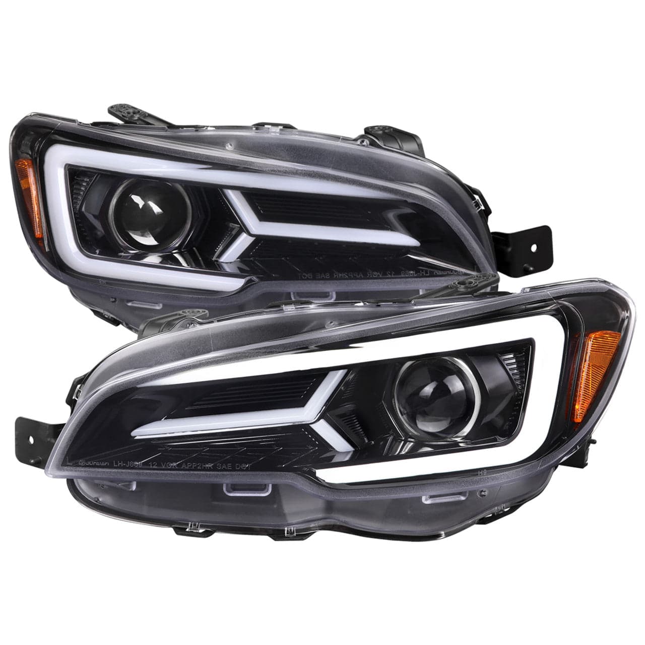Spec D Tuning LED Headlight for 2015-2021 Subaru Impreza WRX - Glossy Black Housing with Clear Lens, Sequential Turn Signal & LED Light Bar - Upgrade Your Car Lighting for Night Driving & Street Racing