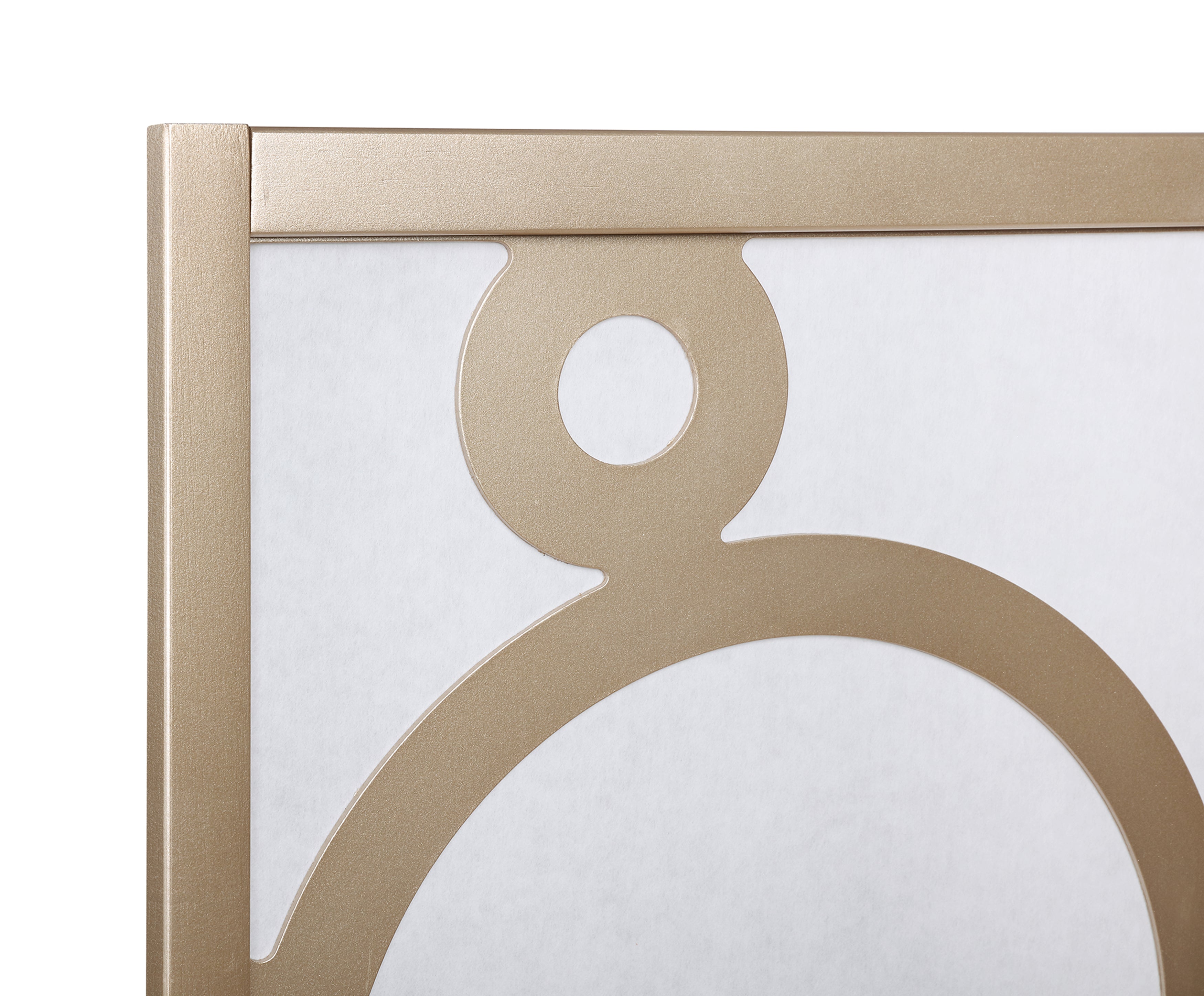 Roundhill Furniture Arvada 4-Panel Wooden Room Divider with Circle Design - Perfect for Home Office, Living Room, and Bedroom Privacy