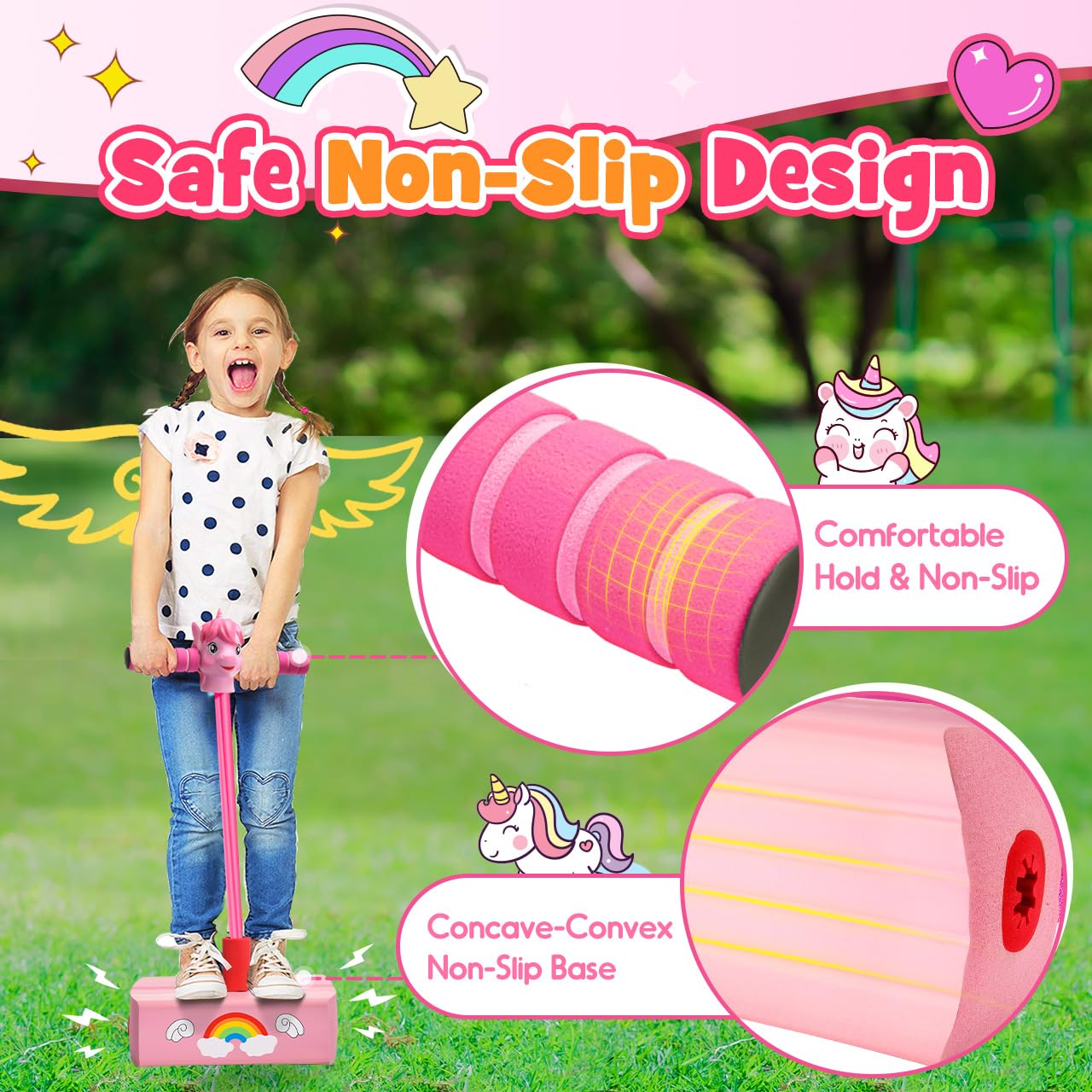 **CUUGO LET'S GO! Kids Foam Pogo Stick Jumper - Safe & Fun Outdoor/Indoor Toy for Boys & Girls Ages 3-12 | Promotes Exercise & Growth | Perfect Gift for Christmas, Birthdays & Stocking Stuffers | Great for Playtime, Backyard Fun & Active Kids**