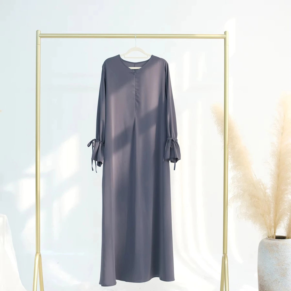Elegant Nida Cuffed Sleeve Abaya Dress #25938 - Modest Islamic Prayer Dress for Women, Perfect for Mosque, Eid & Special Occasions