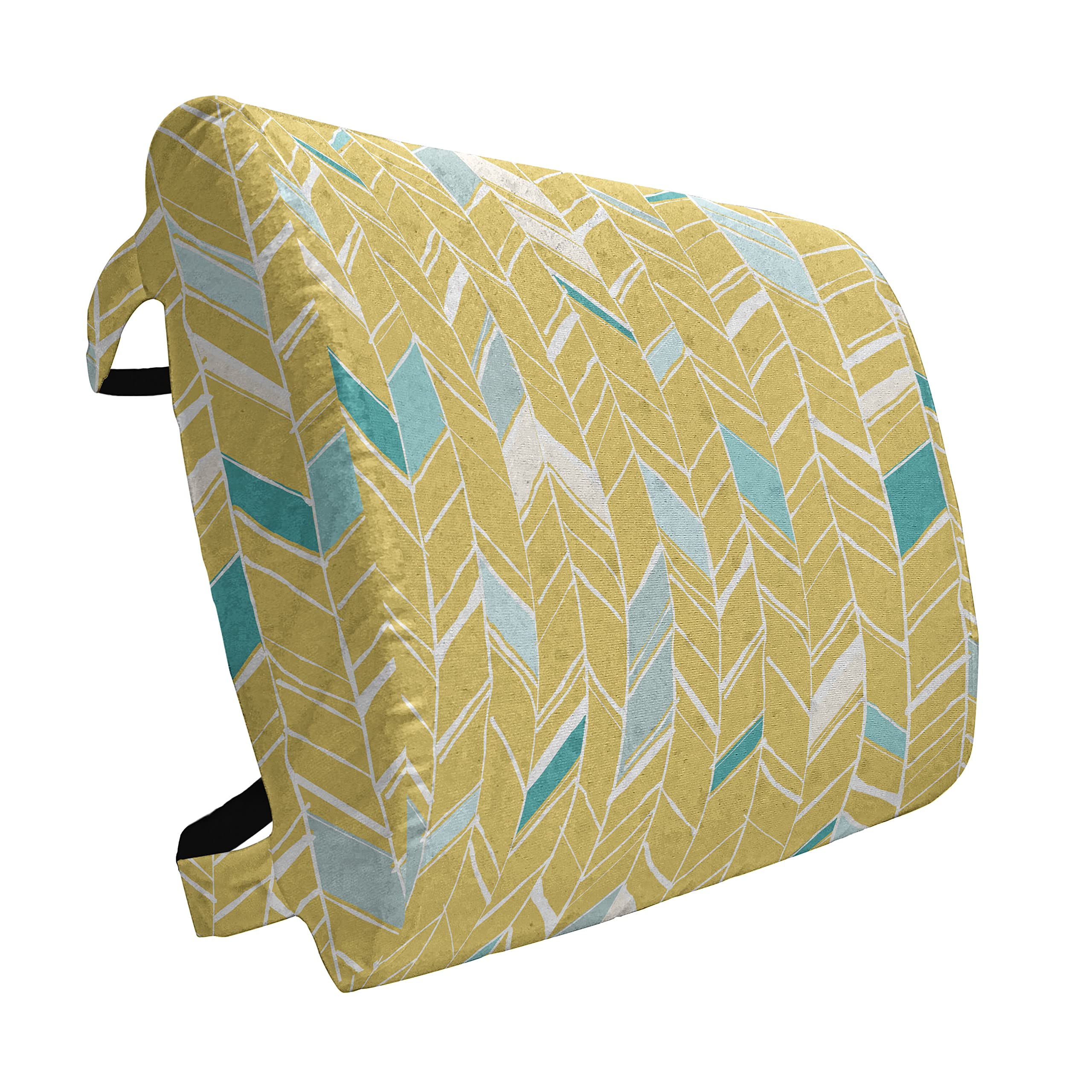 Ambesonne Yellow Chevron Lumbar Support Pillow - Hand Drawn Herringbone Pattern, High Density Foam for Office Chair & Car Seat (14