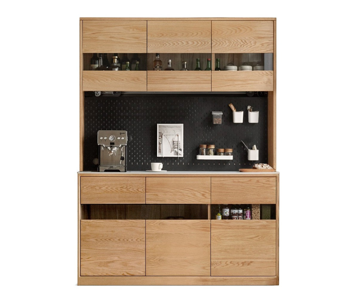 Modern Oak Solid Wood Sideboard Buffet Cabinet - Stylish Storage for Dining Room, Living Room & Entryway