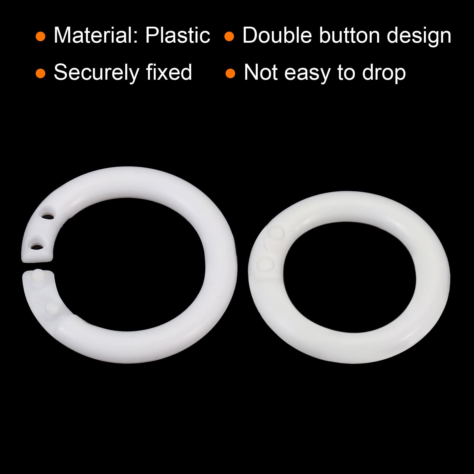 PATIKIL 50-Pack White Plastic Binder Rings (0.8