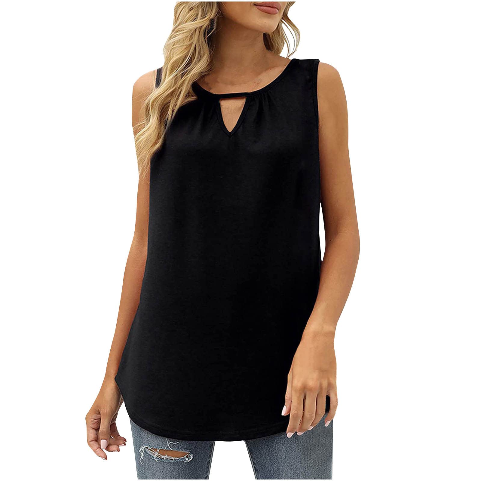Women's Summer Sleeveless Tank Tops - Soft Flowy Loose Casual Tunic Shirts & Blouses | Backless Design for Beach, Yoga & Everyday Wear