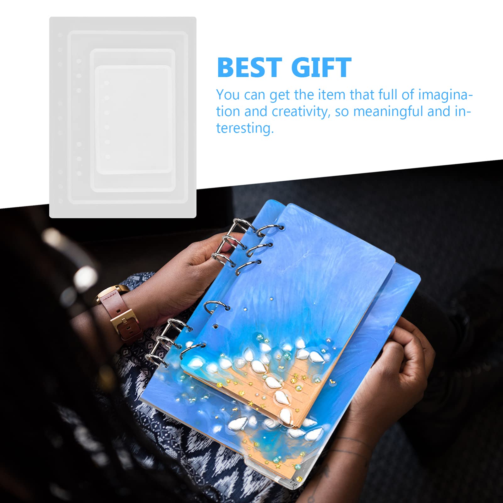 EXCEART 4-Piece DIY Epoxy Notebook Mold Set - Clear Casting Metal Molds for Custom Resin Planners, Journals & Ornaments - Perfect for Crafting, Scrapbooking & Unique Gift Making