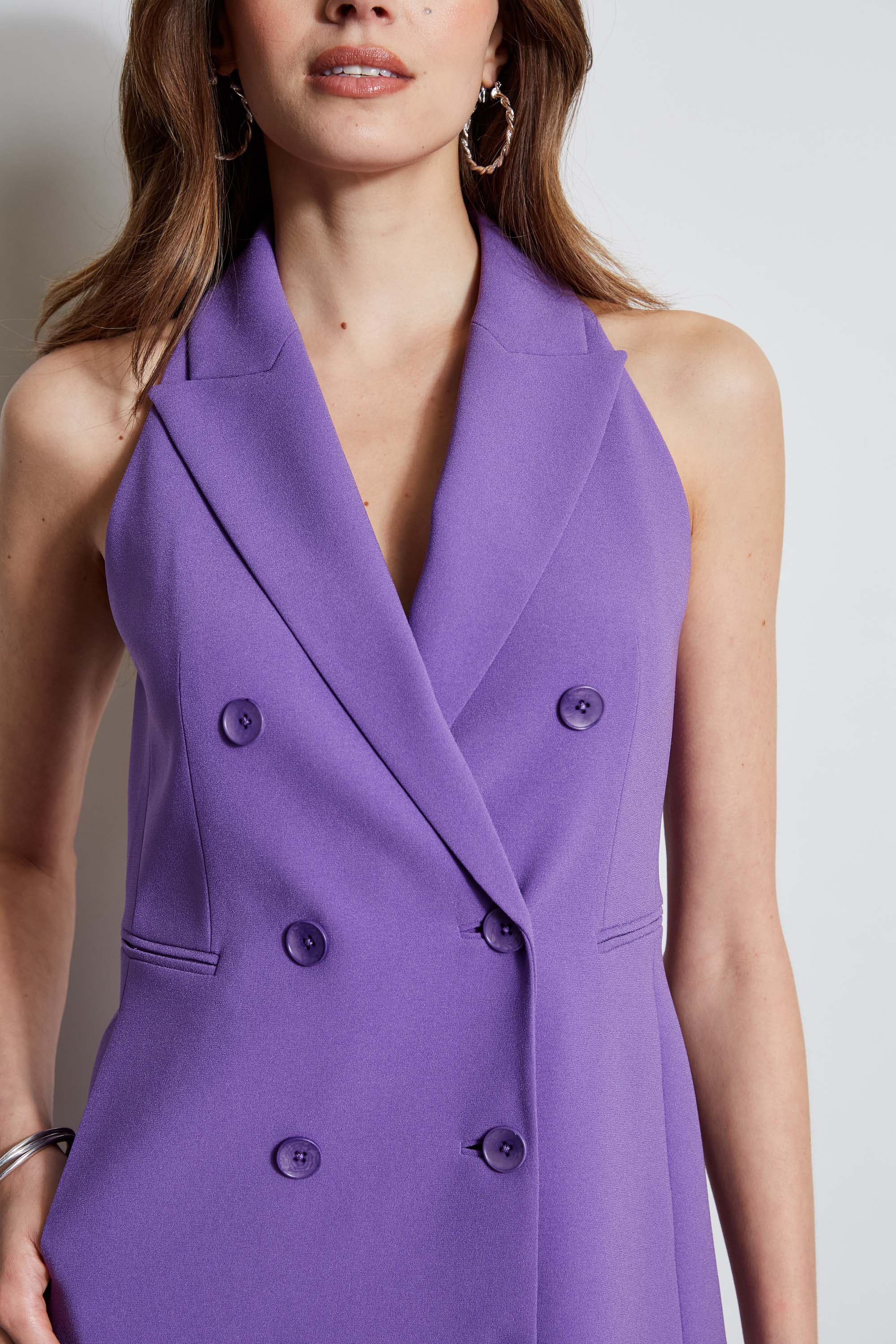 Stylish Sleeveless Double Breasted Blazer Dress for Women | Office Wear & Cocktail Party Outfit | Professional & Elegant Fashion