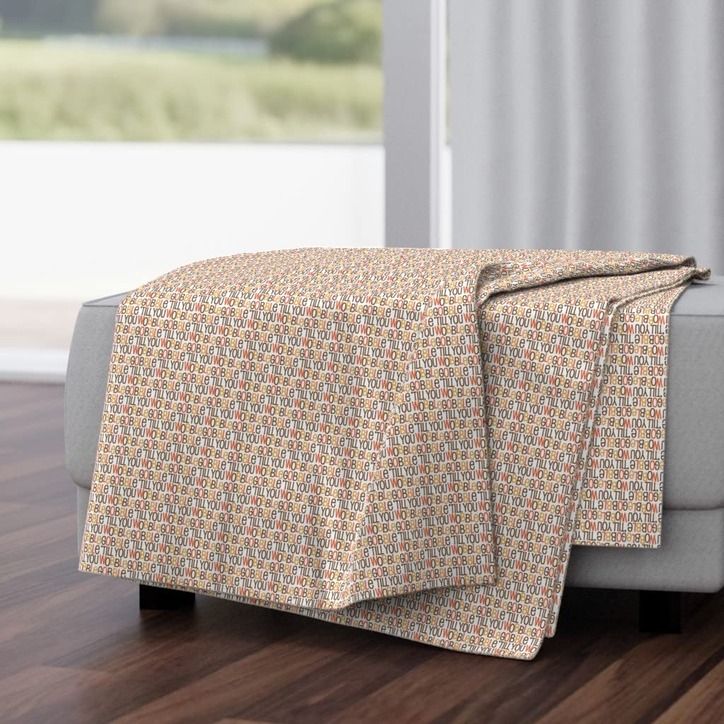 Soft Plush Minky Throw Blanket 50x70 Inches - Cute Thanksgiving Holiday Pattern Text Print for Cozy Sofa, Bed & Home Decor