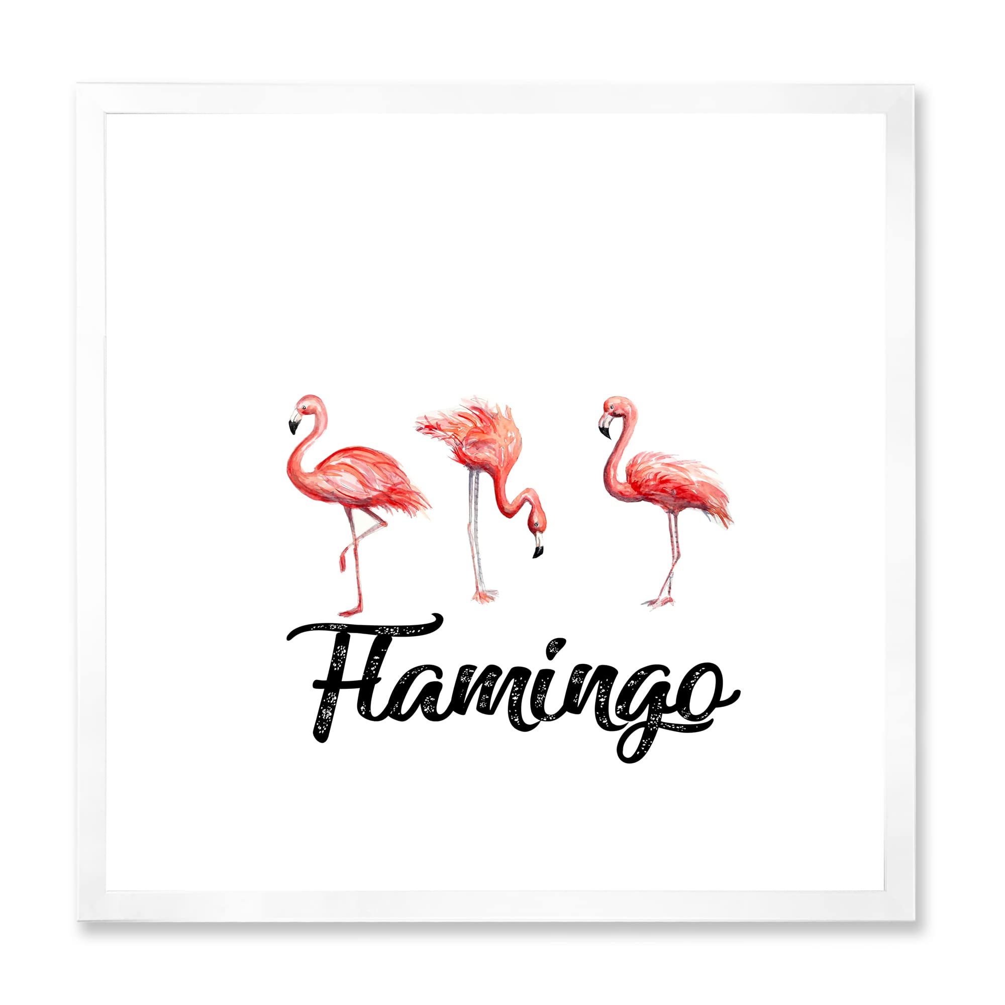 Three Flamingos Farmhouse Framed Wall Art - Rustic Home Decor for Living Room, Bedroom & Office - Perfect for Farmhouse, Boho & Coastal Style Interiors