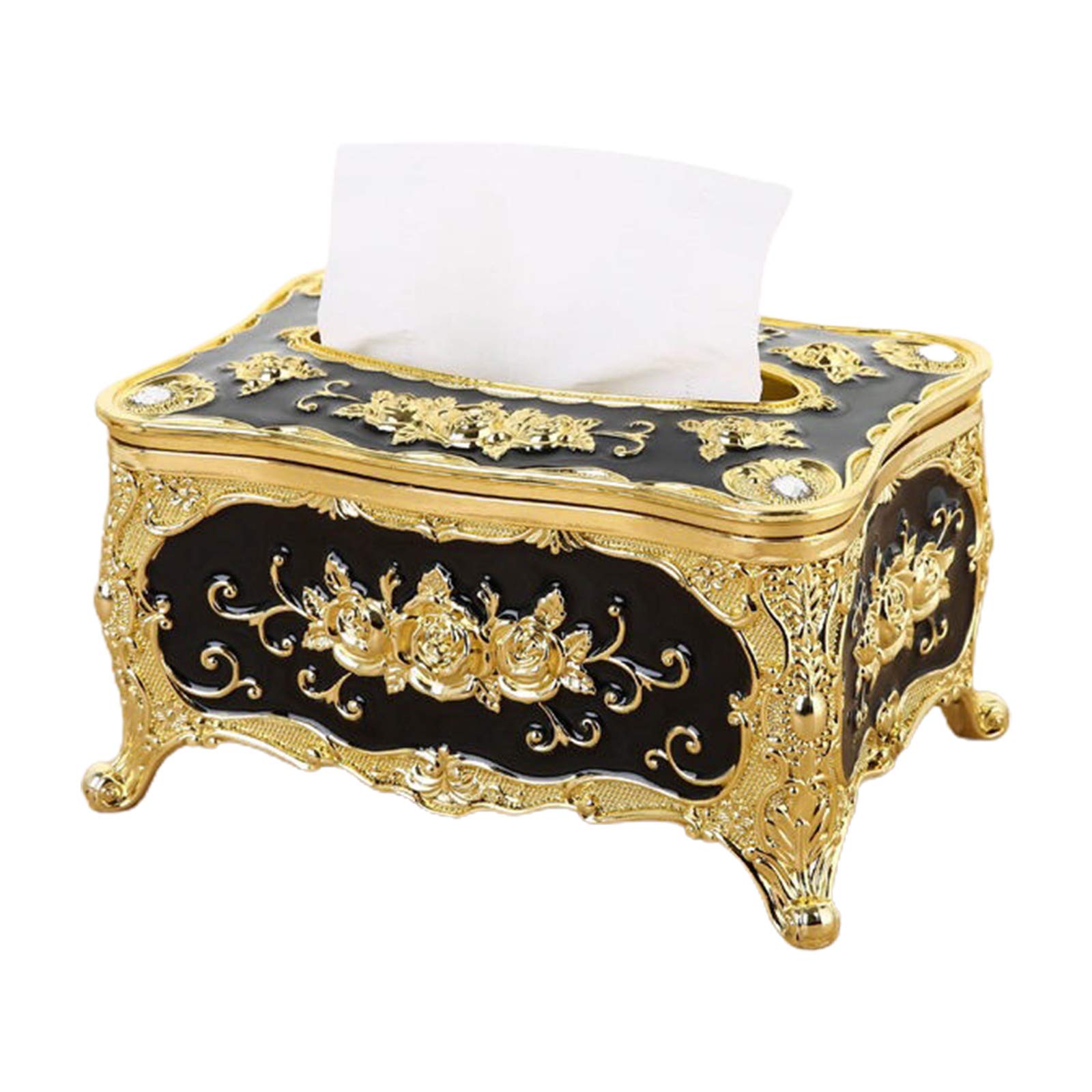JKPOWER Acrylic Tissue Box Holder - Universal Luxury European Style Paper Tissue Dispenser for Office, Home & Car - Elegant Black Desk Accessory (Perfect for Office Desks, Living Rooms & Vehicles)