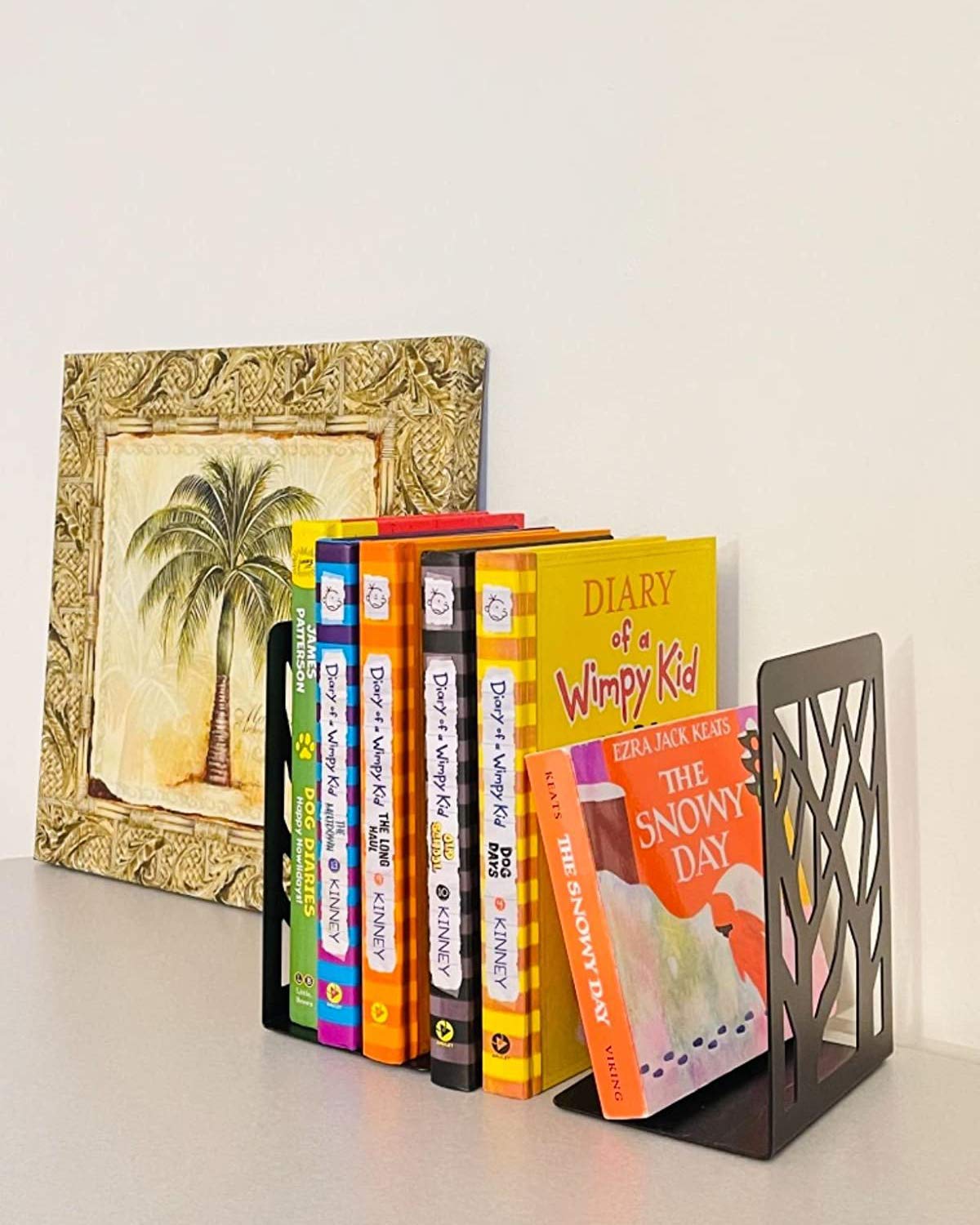 MSDADA Heavy Duty Metal Bookends for Shelves - Decorative Book Ends Holder Stand for Home & Office - Supports Heavy Books - Black (Perfect for Organizing Bookshelves, Desks, and Home Libraries)
