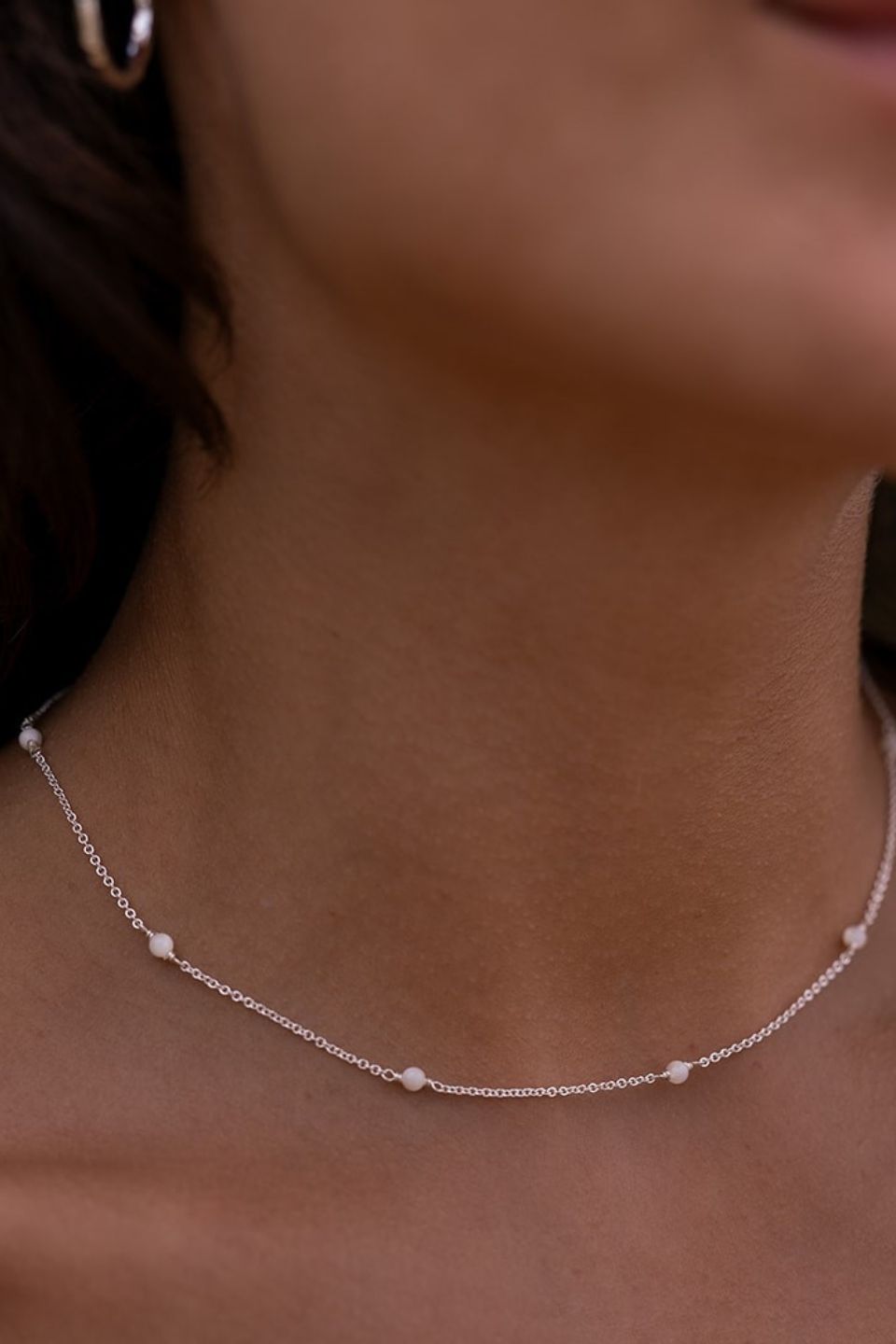 Elara Sterling Silver Plated Mother of Pearl Ball Necklace - Elegant Jewelry for Women, Perfect for Weddings, Parties & Everyday Wear