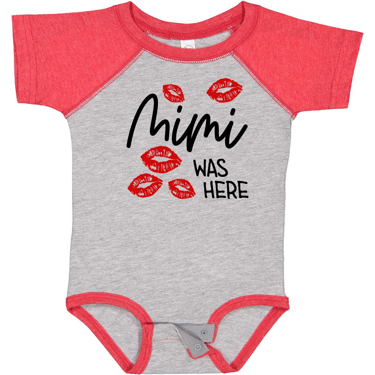 Inktastic Mimi Was Here Red Kisses Baby Bodysuit - Soft Cotton Infant Onesie for Newborns & Toddlers - Perfect for Family Photos, Birthdays & Everyday Wear