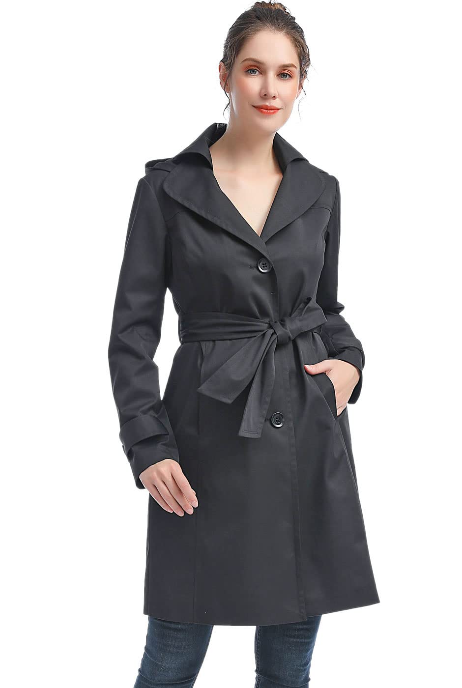 BGSD Women's Eva Waterproof Hooded Trench Coat - Lightweight Raincoat for All Seasons, Regular & Plus Sizes (XS-5XL) - Perfect for Commuting, Traveling, and Outdoor Activities