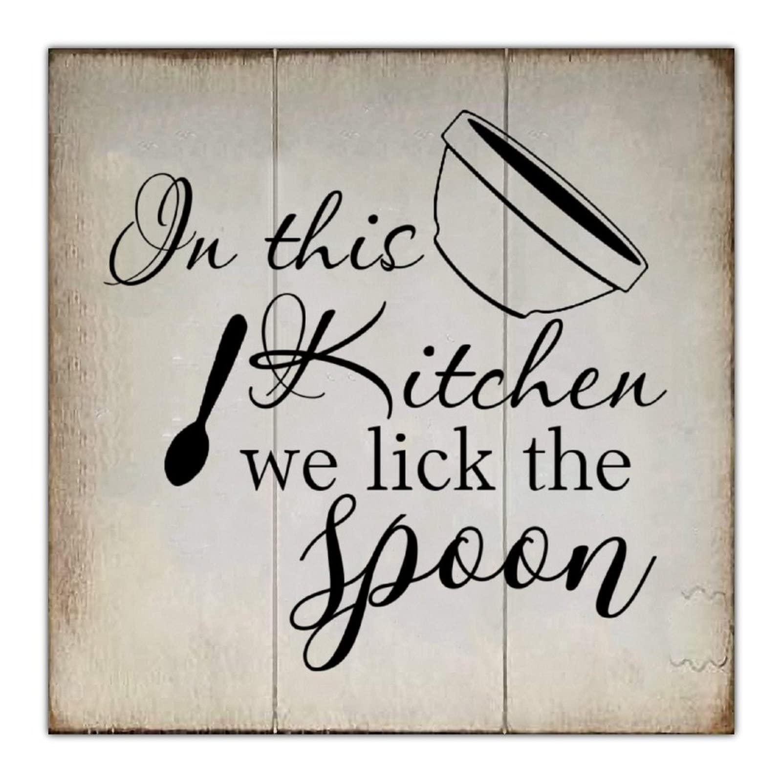 Vintage Rustic Wood Sign - Funny Farmhouse Kitchen Decor for Wall Hanging