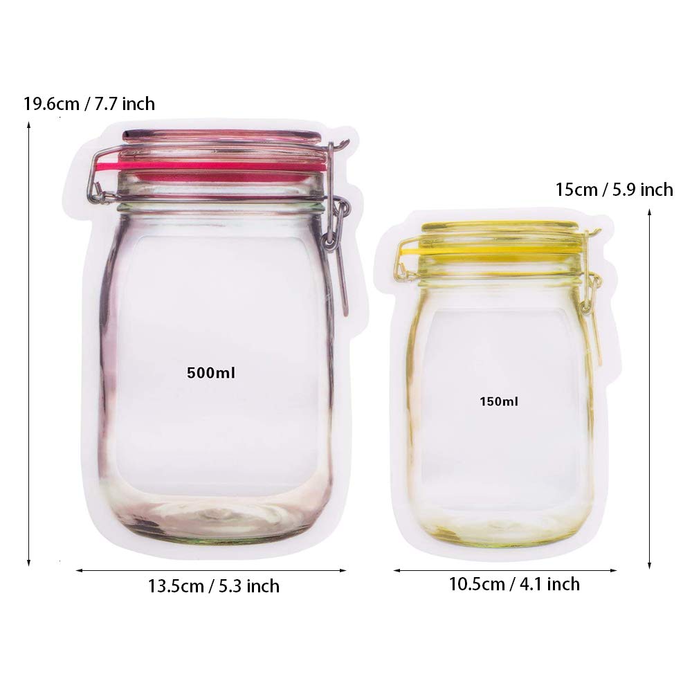 20 Pack Reusable Mason Jar Storage Bags - Airtight Zip Lock Food Saver for Snacks, Bread, Cookies | Kitchen Organizer & Travel Camping Essential (10 Large + 10 Medium) | Perfect for Meal Prep, Picnics & On-the-Go Fresh Food Storage