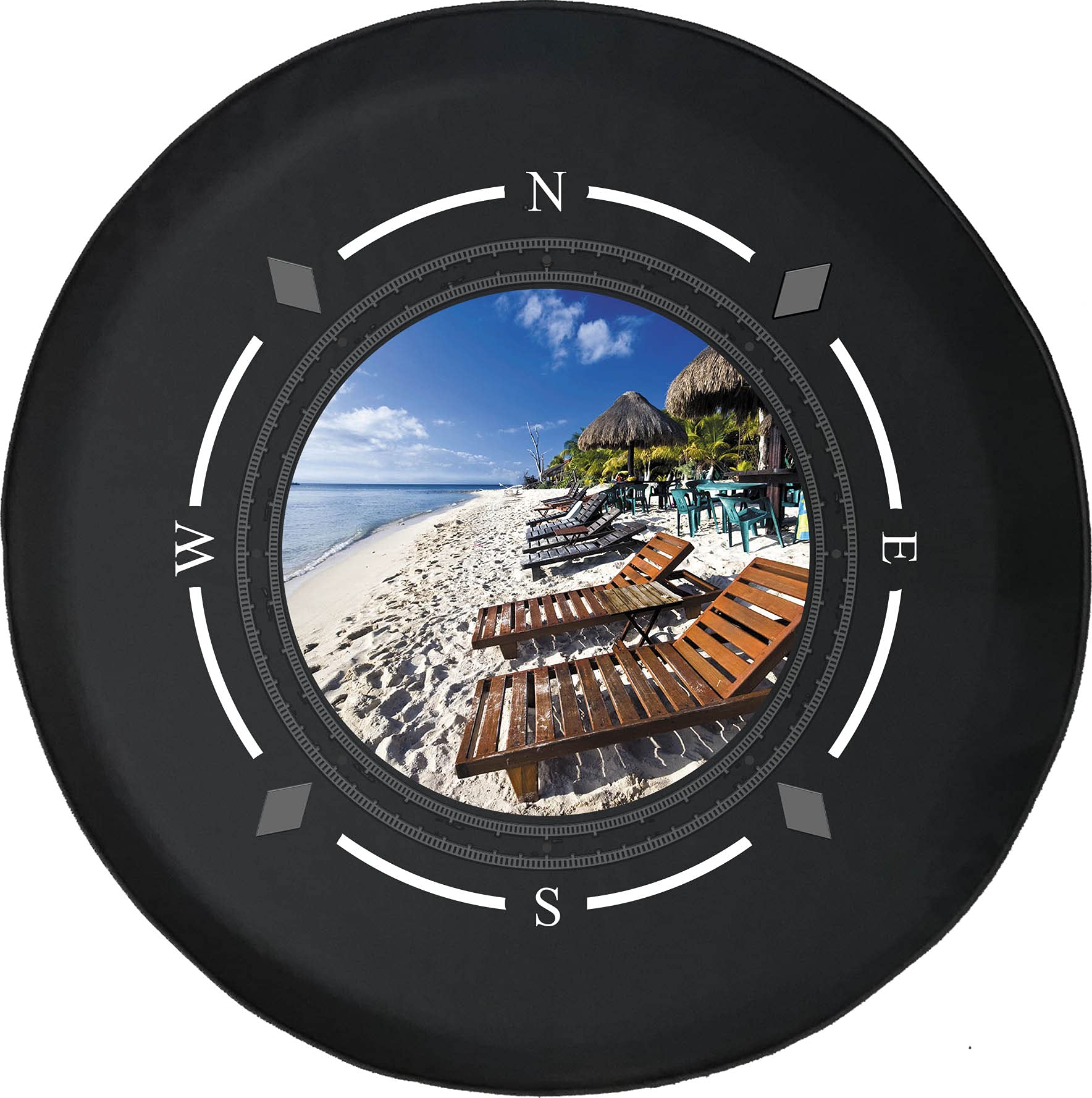 Premium American Unlimited Spare Tire Cover with Compass Design - Universal Fit for SUV, Trailer, RV & Most Vehicles - Perfect for Ocean Beach, Lounge Chairs & Tiki Huts Outdoor Adventures
