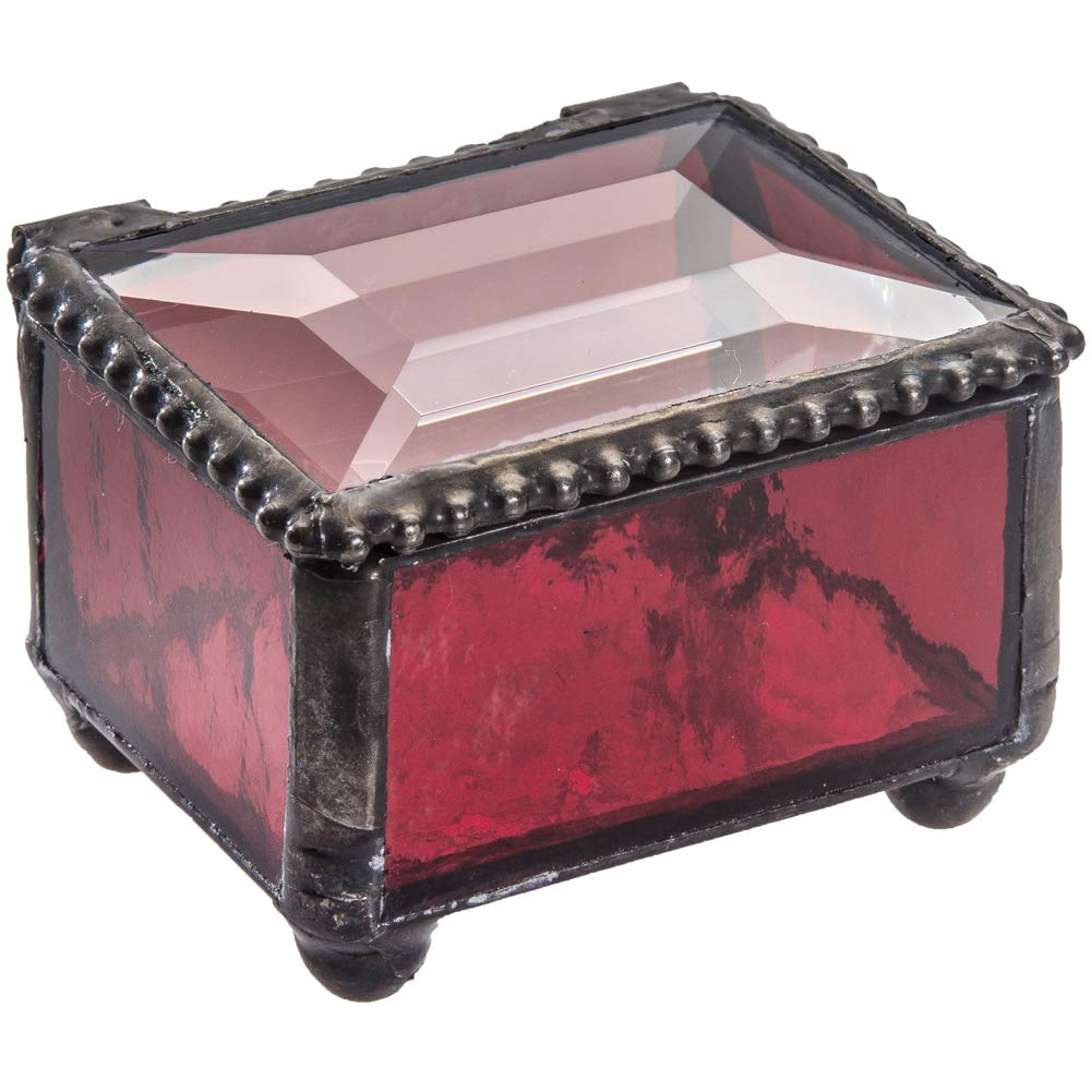 J Devlin - Elegant Red Stained Glass Ring Box for Jewelry, Keepsakes & Trinkets - Perfect for Engagement Rings, Wedding Bands & Special Gifts (Box 325-4)