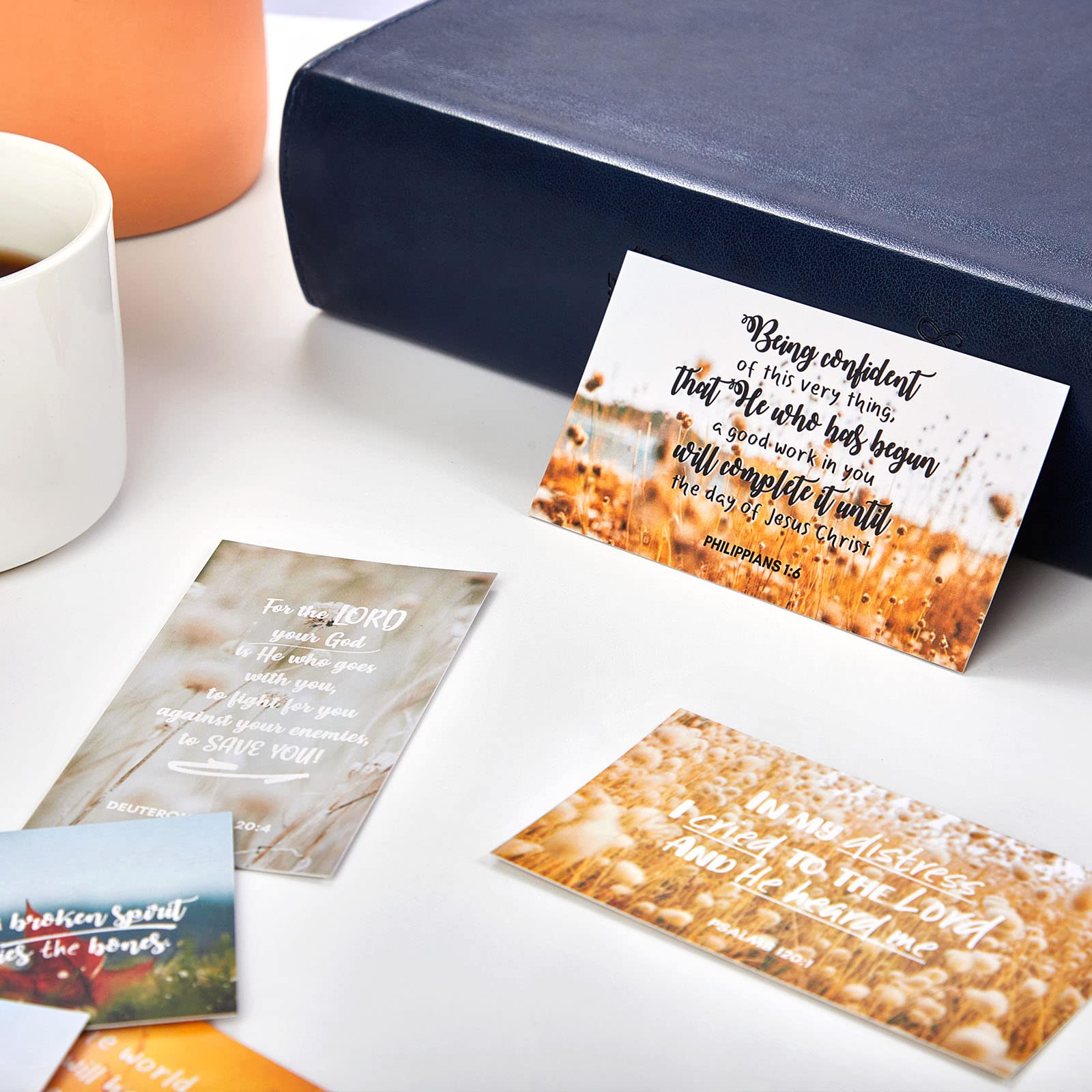 BRYTEFY 100 Earth Tone Mini Prayer Cards - Religious Motivational Scripture Cards for Women & Men - Bulk Inspirational Christian Gifts - Perfect for Bible Study, Church Events & Encouragement Gifts
