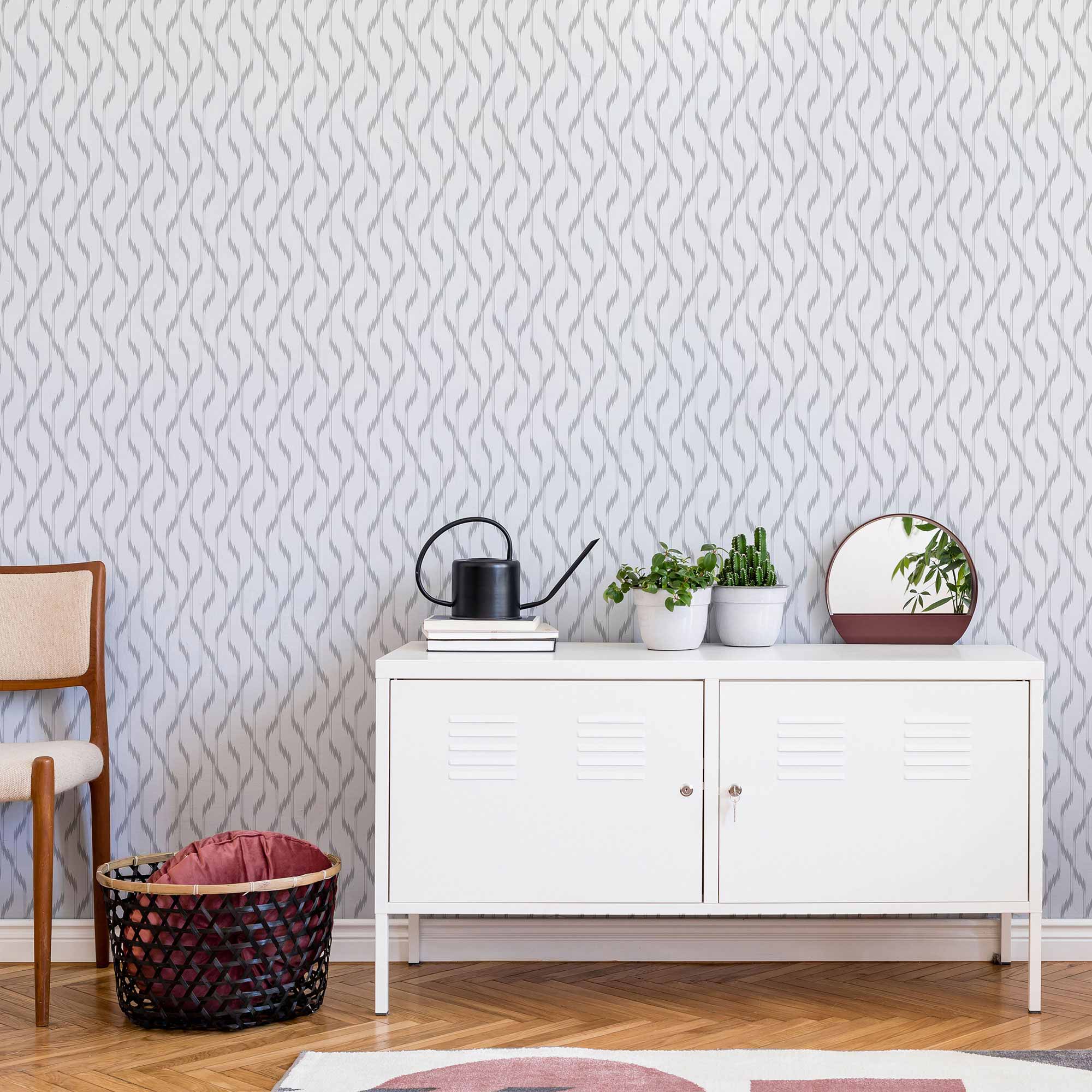 Grey Ikat Peel and Stick Removable Wallpaper - Self-Adhesive Decorative Wall Covering for Bedroom, Living Room, Nursery & Office Decor