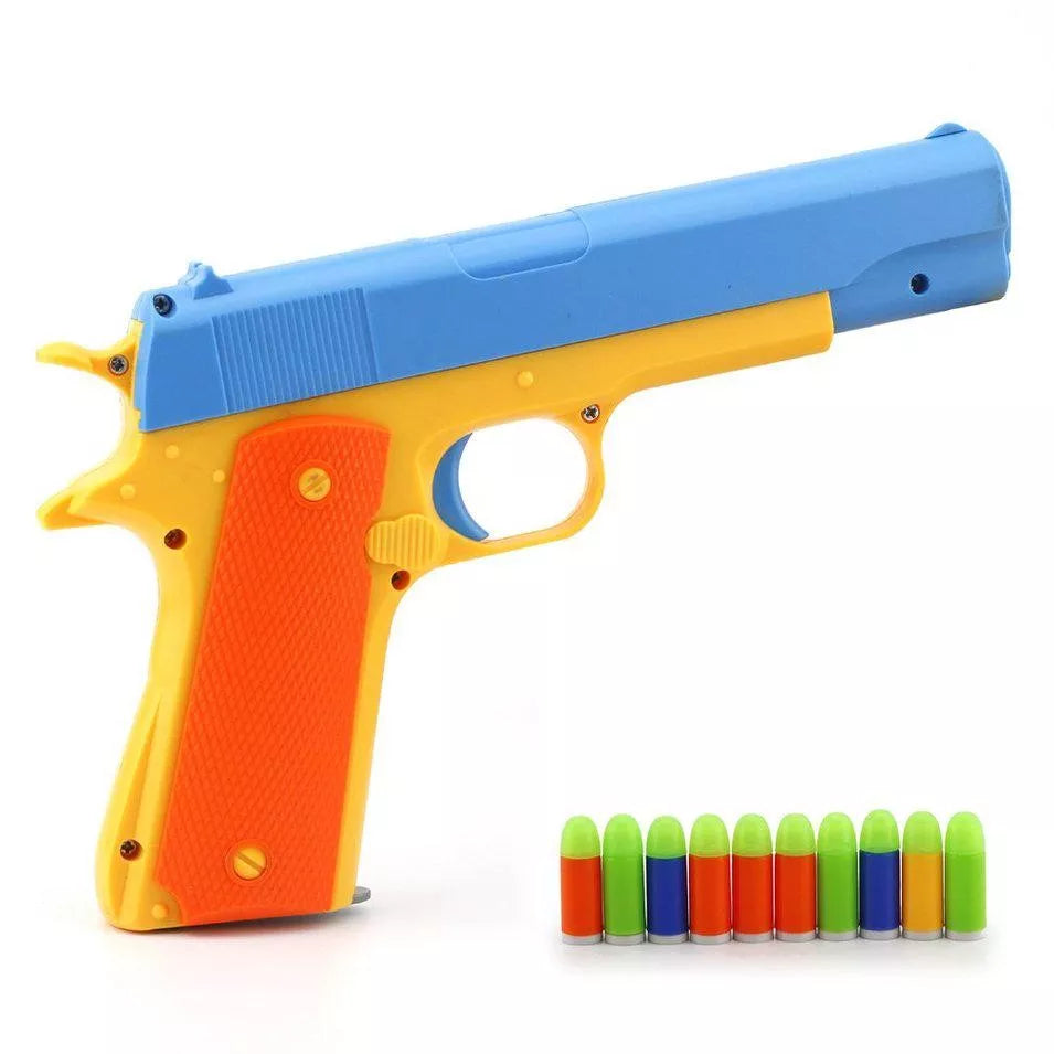 JiaYi 1911 EVA Foam Dart Toy Gun for Kids - 1:1 Scale Realistic Replica - Safe Soft Bullet Blaster for Outdoor Play, Nerf Battles & Backyard Games