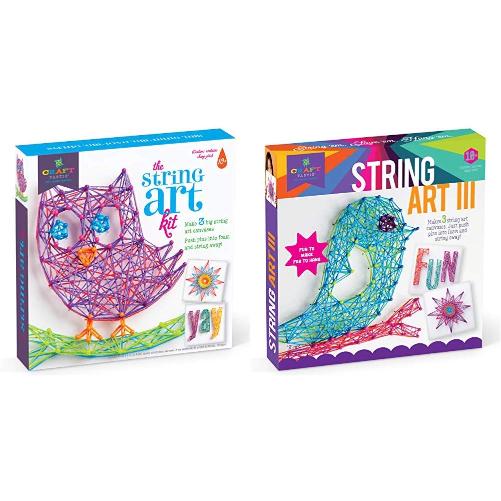 DIY String Art Kit for Adults & Kids - Create 3 Large Owl & Bird Themed Canvases - Complete Craft Kit with Nails, String & Wooden Boards - Perfect for Home Decor, Gifts & Classroom Art Projects