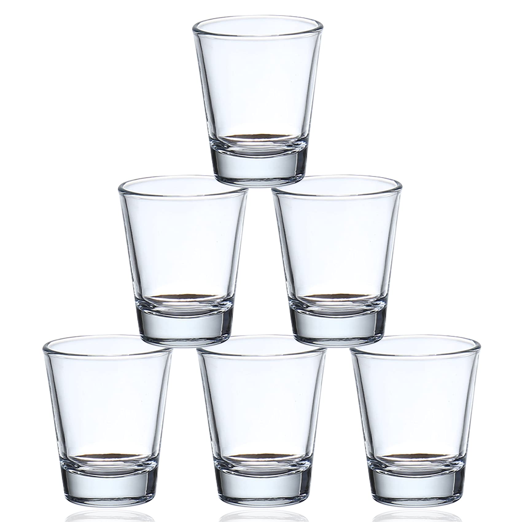Premium 1.5 oz Shot Glass Set of 6 - 100% Lead-Free Clear Glass Barware for Whiskey, Tequila & Cocktails - Perfect for Parties, Home Bars & Gifts