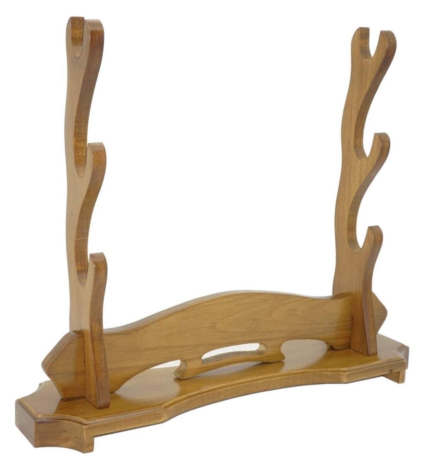 UMKY 3-Layer Solid Wood Sword Stand - Katana, Wakizashi, Tanto Holder - Horizontal Floor & Wall Mounted Samurai Sword Display Rack - Perfect for Home Decor, Martial Arts Dojo, and Anime Cosplay Collections
