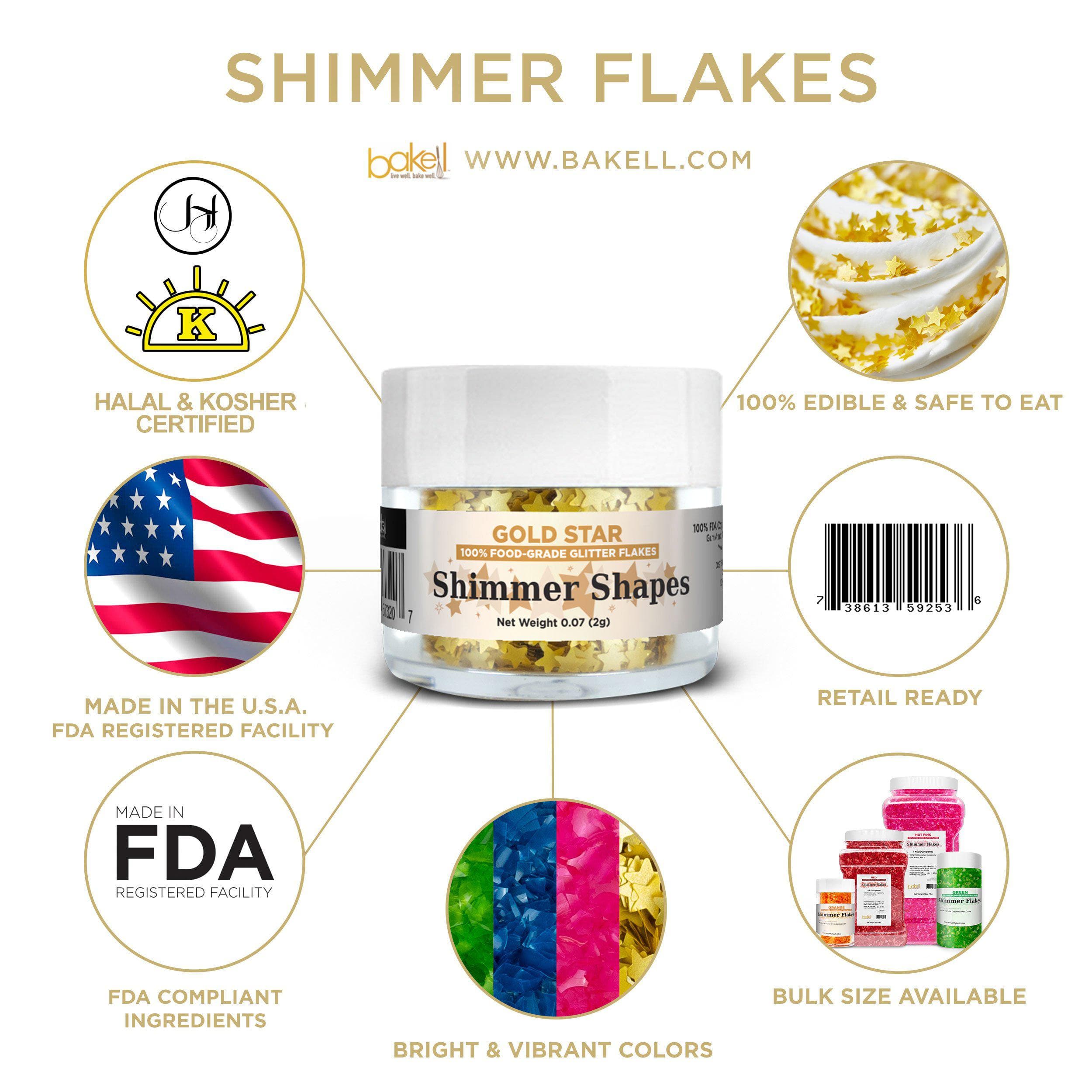 Christmas Candy Cane Edible Shimmer Flakes - 4 Pack Holiday Baking Decorations for Cookies, Cakes & Desserts - Perfect for Christmas Parties, Gift Giving & Festive Treats