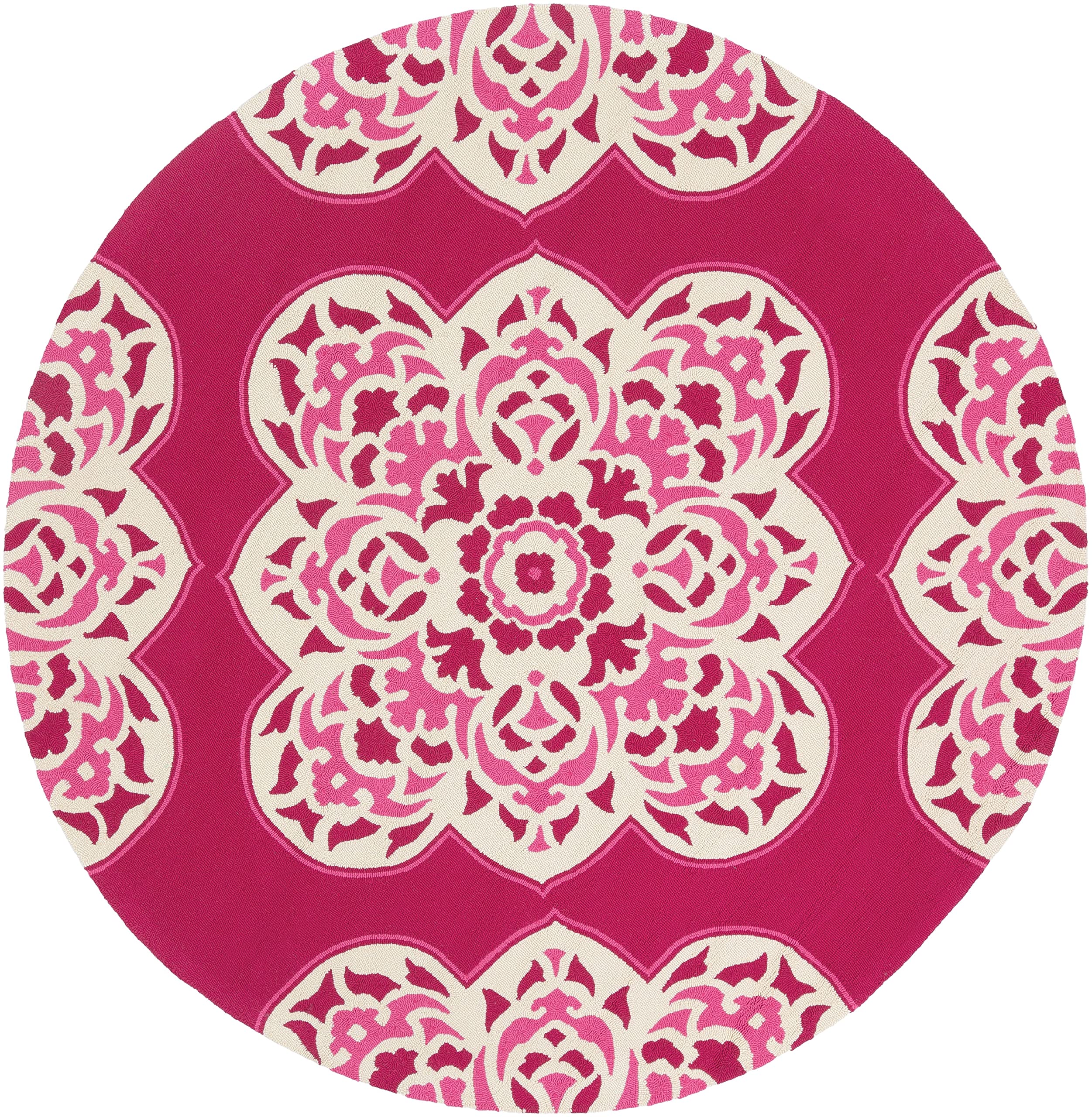 Mark&Day 8ft Round Area Rug - Bright Pink, Purple & Cream Indoor/Outdoor Carpet for Living Room, Bedroom, Kitchen - Soft & Durable Floor Mat for Home Decor, Patio, or Office (8' Round)
