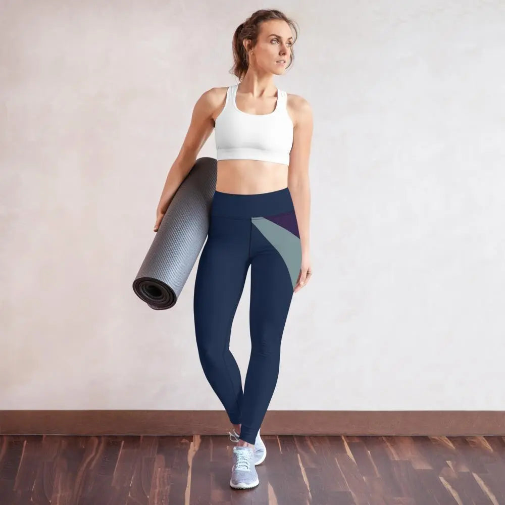 Super Soft & Stretchy Colorful Yoga Leggings for Women - High Waist Workout Pants, Breathable & Moisture-Wicking - Perfect for Yoga, Gym, Running & Lounge Wear - Blue Fashionable Activewear