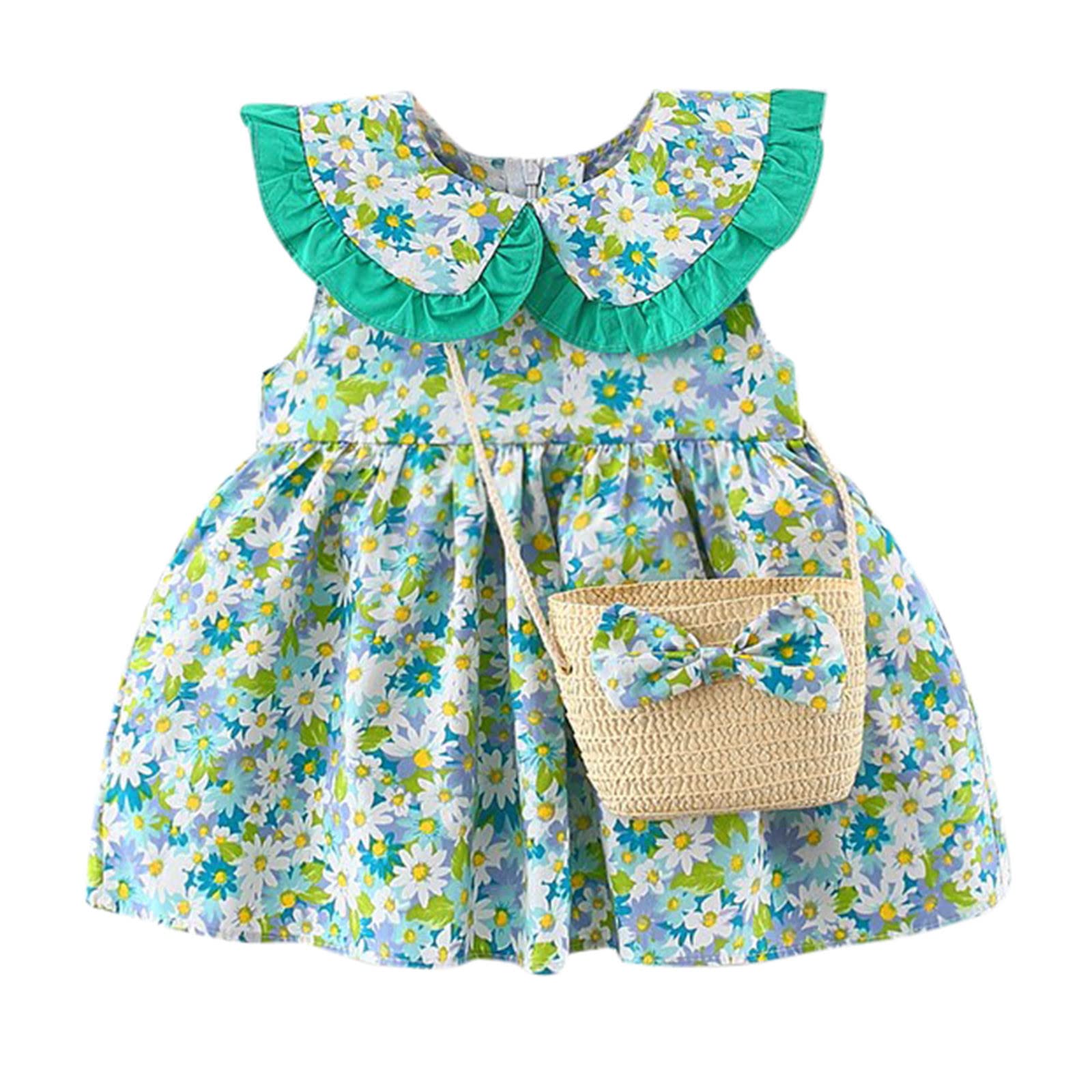 Egbsmy Toddler Girls Sleeveless Floral Princess Dress - Summer Casual Baby Clothes for First Birthday & Thanksgiving - Perfect for Parties, Photo Shoots & Special Occasions