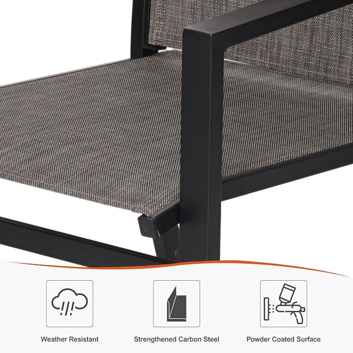 2-Pack Textilene Mesh Patio Dining Chairs - Space-Saving Outdoor Sling Chairs for Porch, Garden, Backyard & Poolside (Grey & Brown) - Perfect for Relaxing, Entertaining & Outdoor Dining